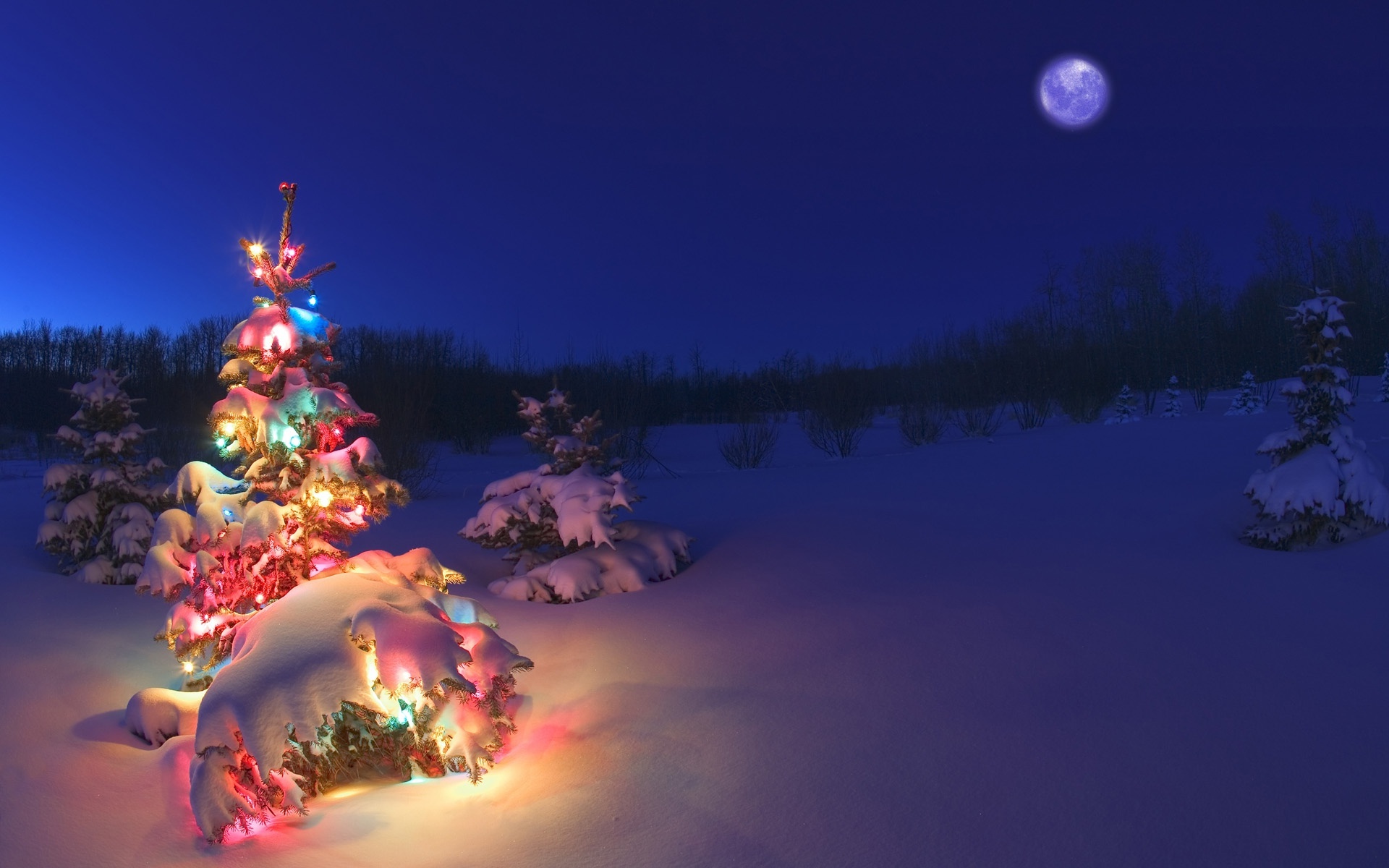 Скачать картинку Зима, Снег, Рождество, Рождественская Елка, Праздничные, Рождественские Огни в телефон бесплатно.