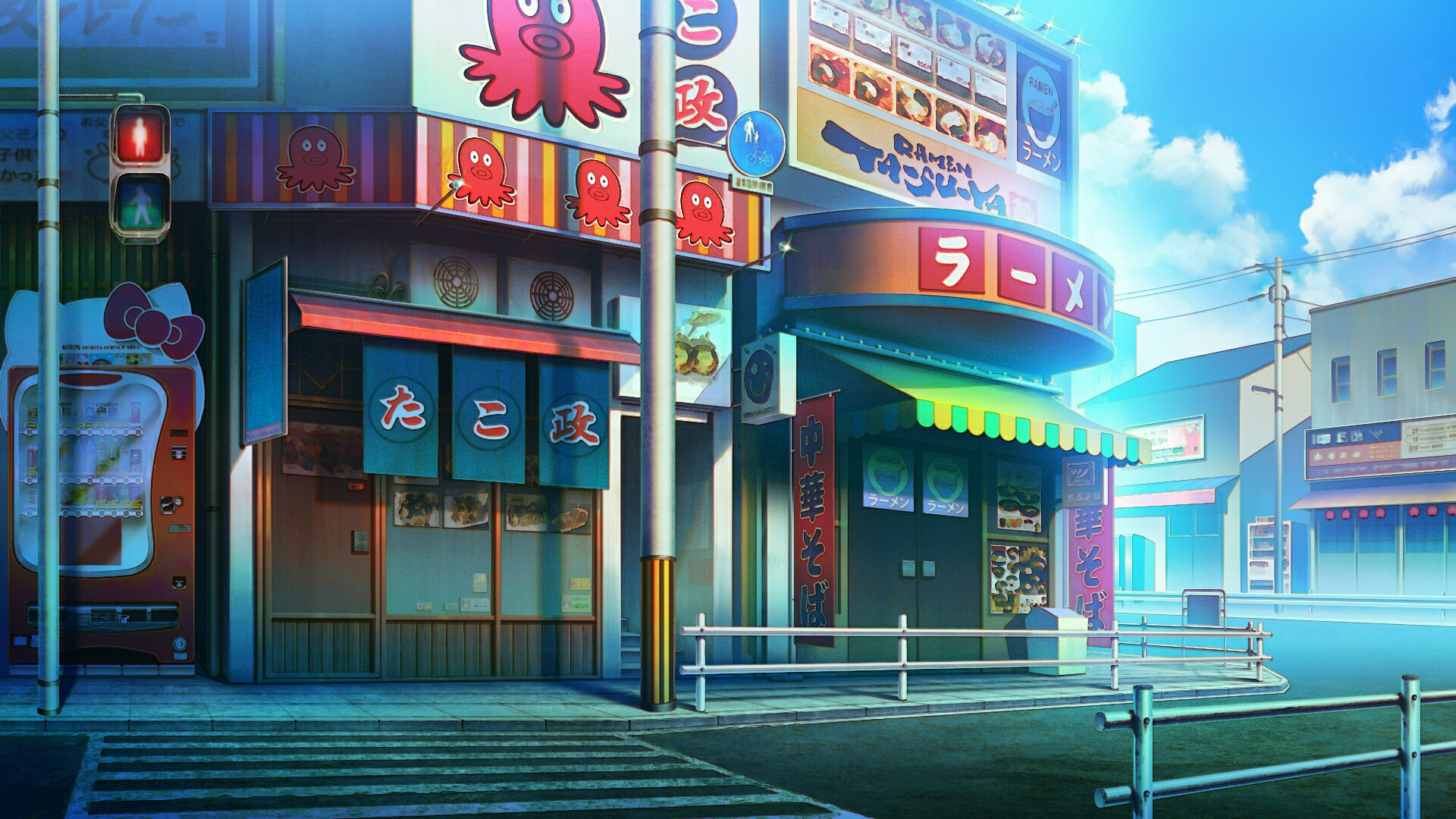 Free download wallpaper Anime, City, Street, Shop on your PC desktop