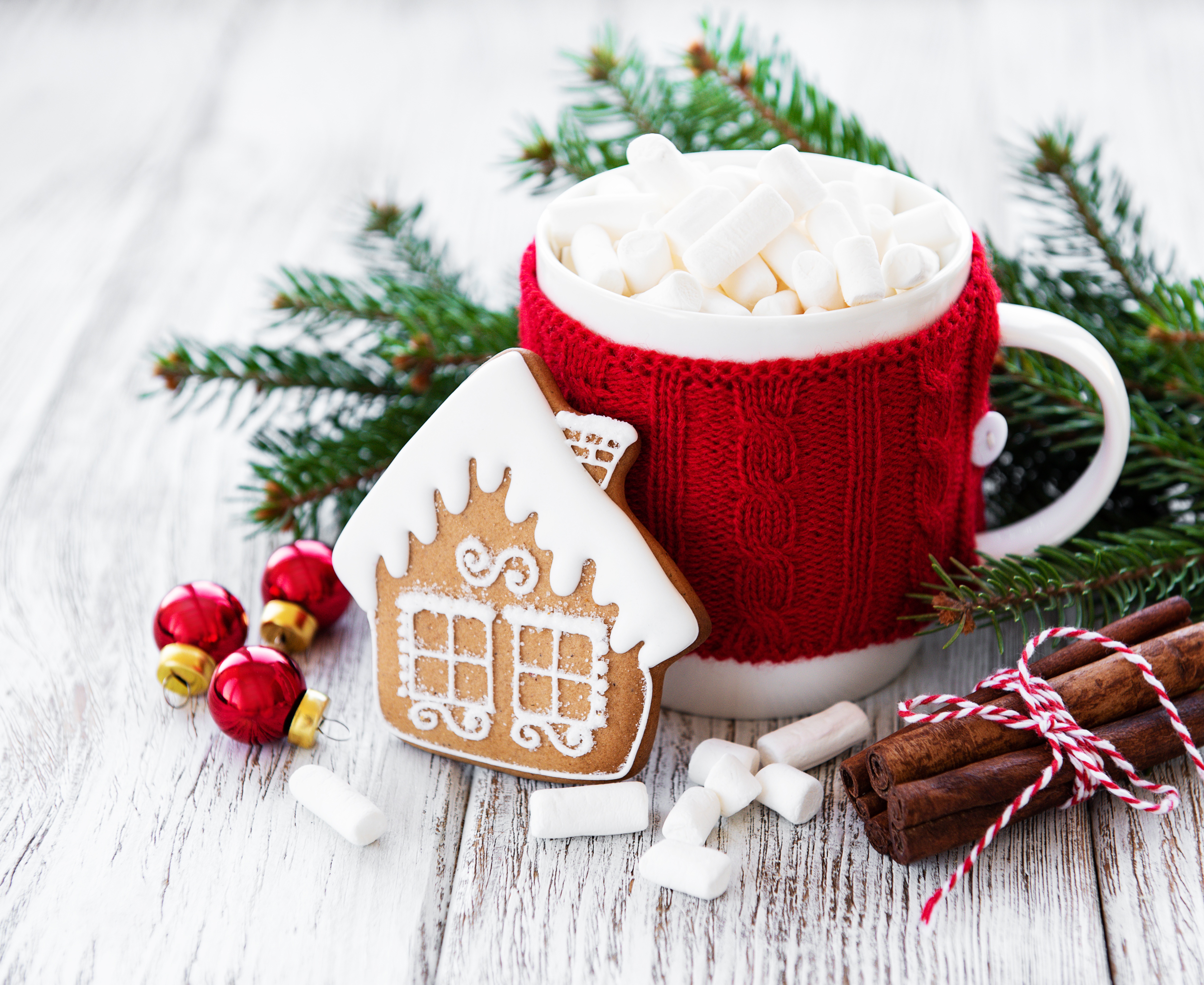 Download mobile wallpaper Food, Cinnamon, Cup, Christmas, Marshmallow, Gingerbread, Hot Chocolate for free.