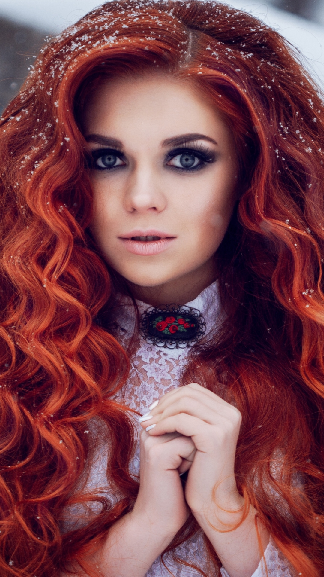 Download mobile wallpaper Redhead, Model, Women, Blue Eyes, Long Hair for free.