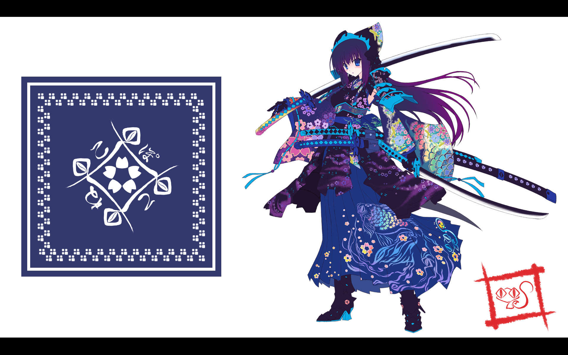 Free download wallpaper Anime, Boots, Glove, Sword, Original, Blush, Long Hair, Purple Hair on your PC desktop