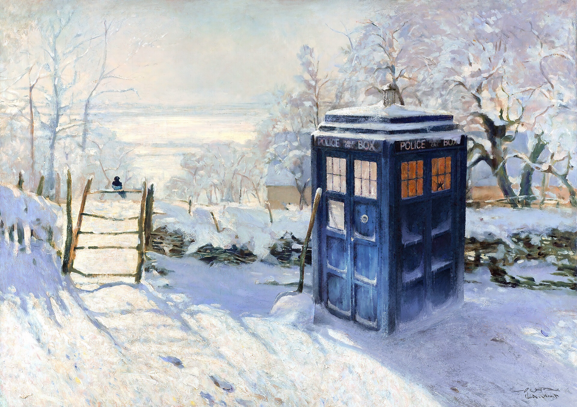tv show, doctor who, magpie, painting, tardis