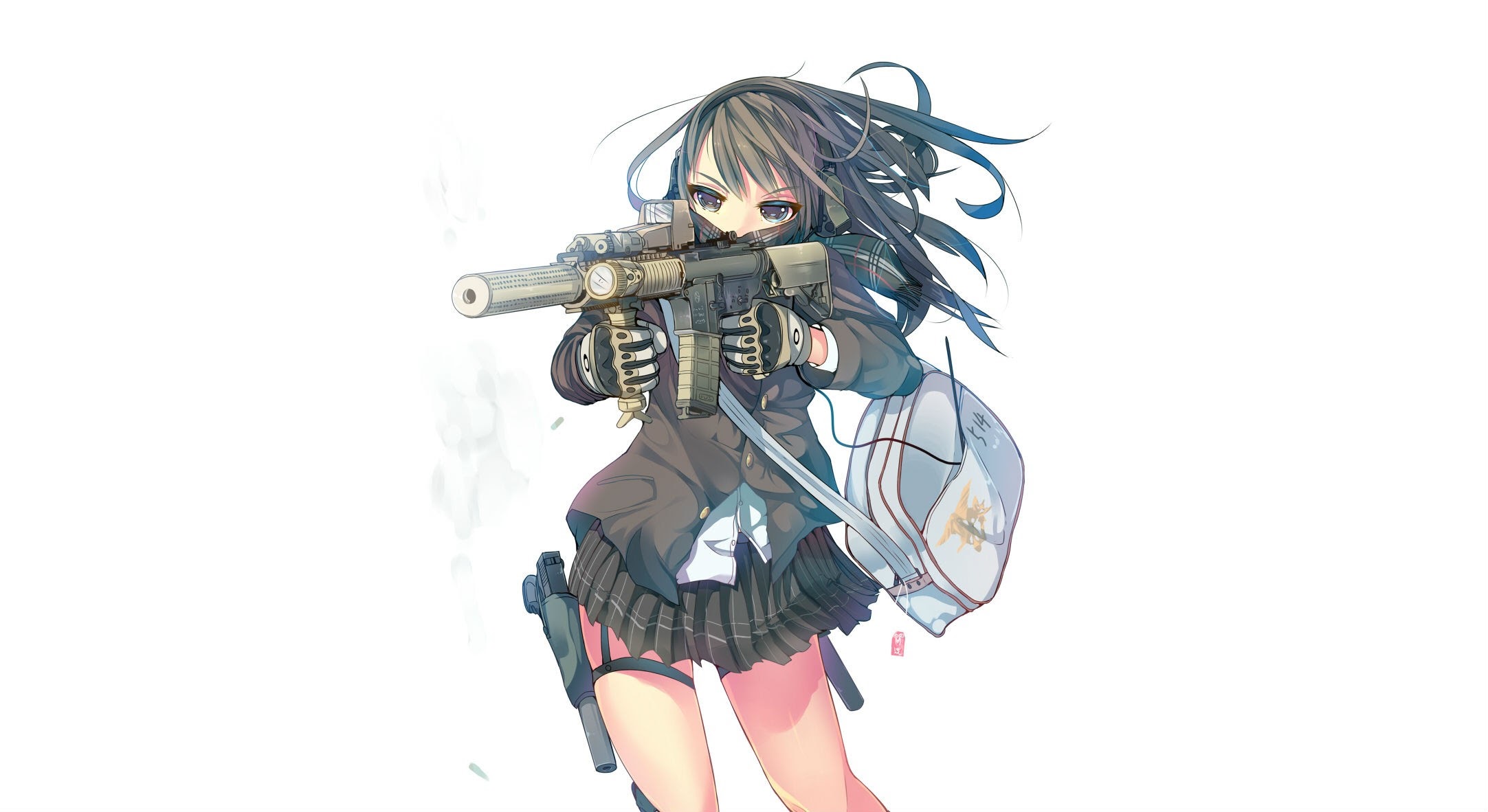 Download mobile wallpaper Anime, Original, Gun for free.