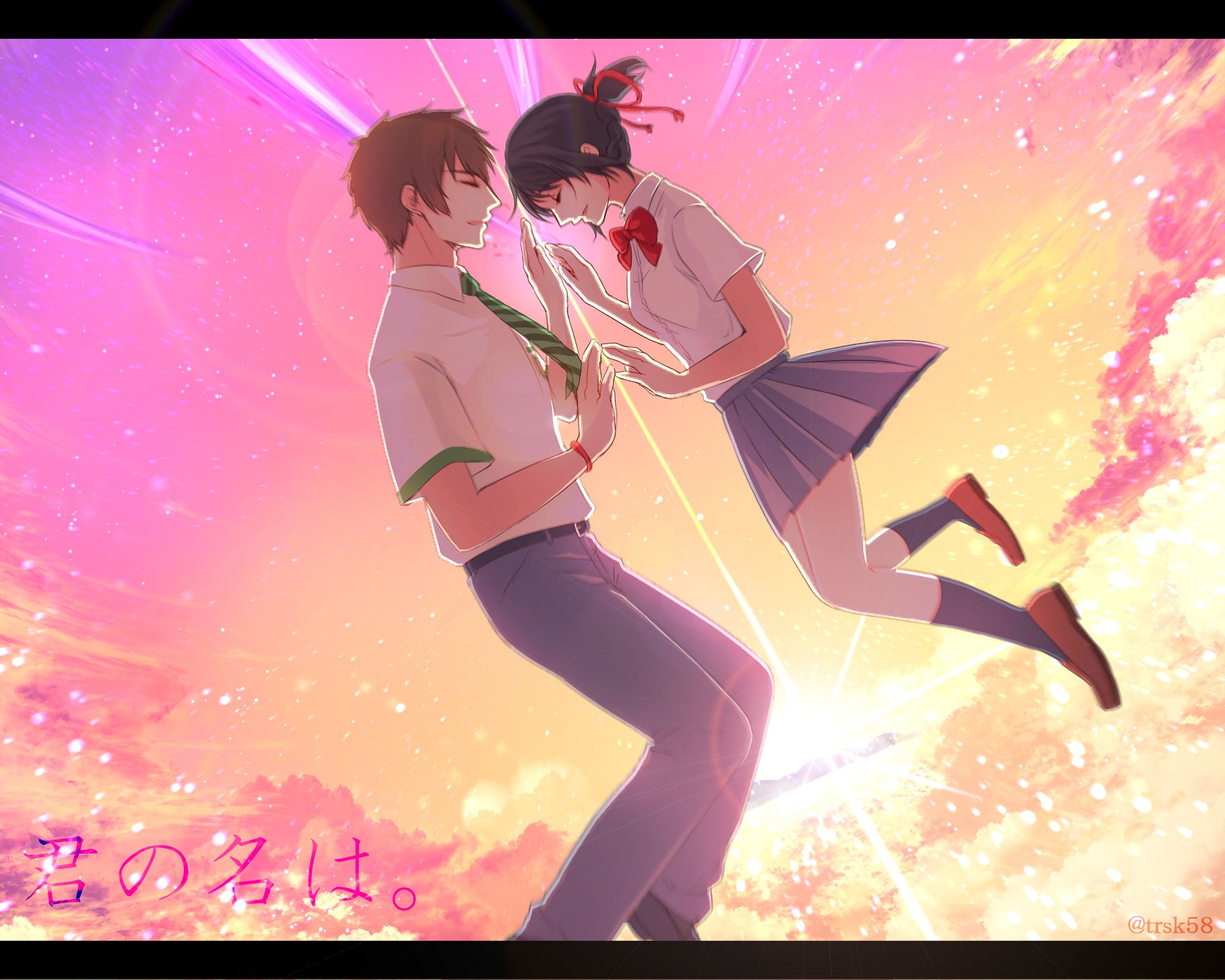 Download mobile wallpaper Anime, Your Name, Kimi No Na Wa, Mitsuha Miyamizu, Taki Tachibana for free.