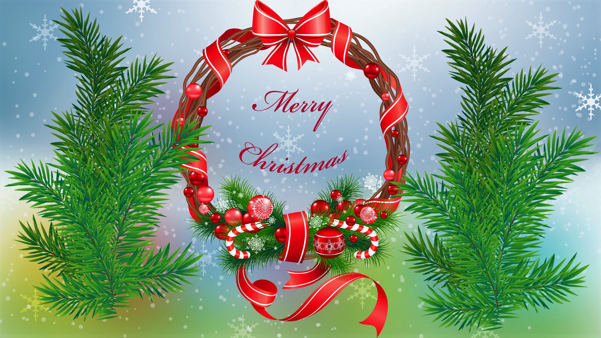 Download mobile wallpaper Christmas, Holiday, Branch, Decoration, Wreath, Ribbon, Merry Christmas for free.