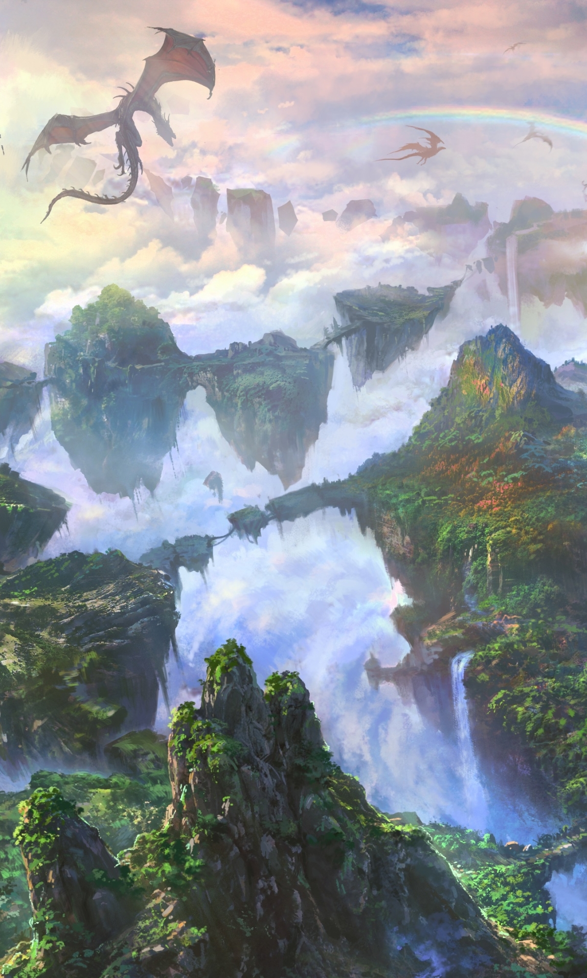 Download mobile wallpaper Landscape, Fantasy, Dragon for free.