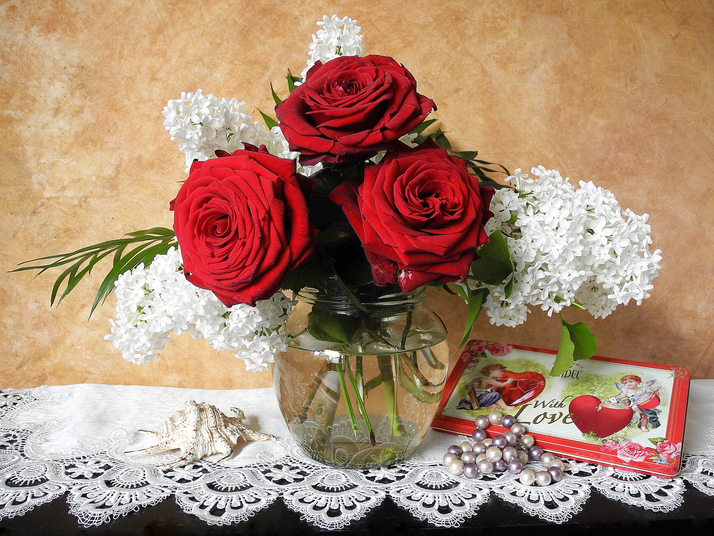 Free download wallpaper Still Life, Flower, Rose, Photography, White Flower, Red Flower on your PC desktop