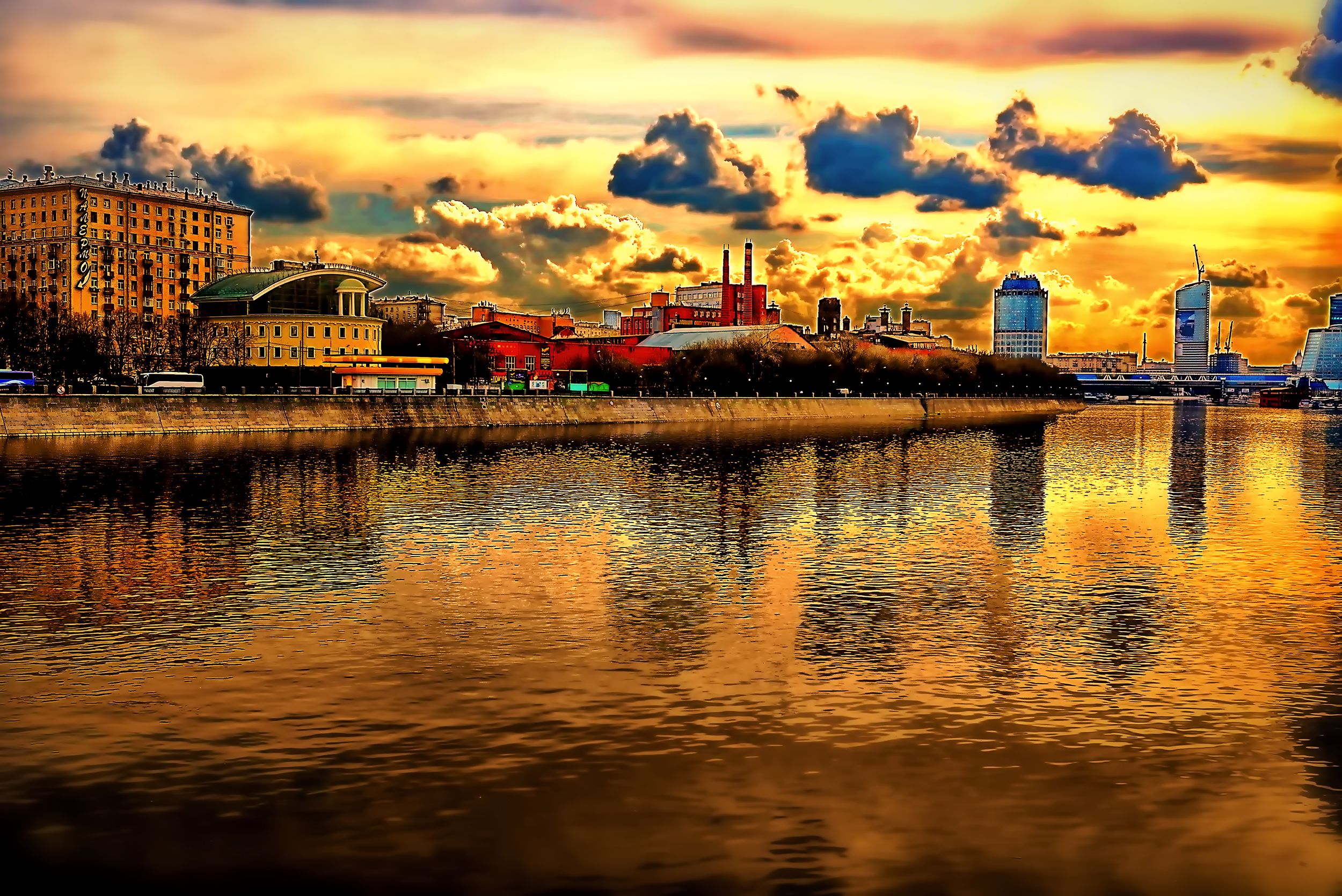 Download mobile wallpaper Cities, Building, Hdr, River, Moscow, Man Made for free.
