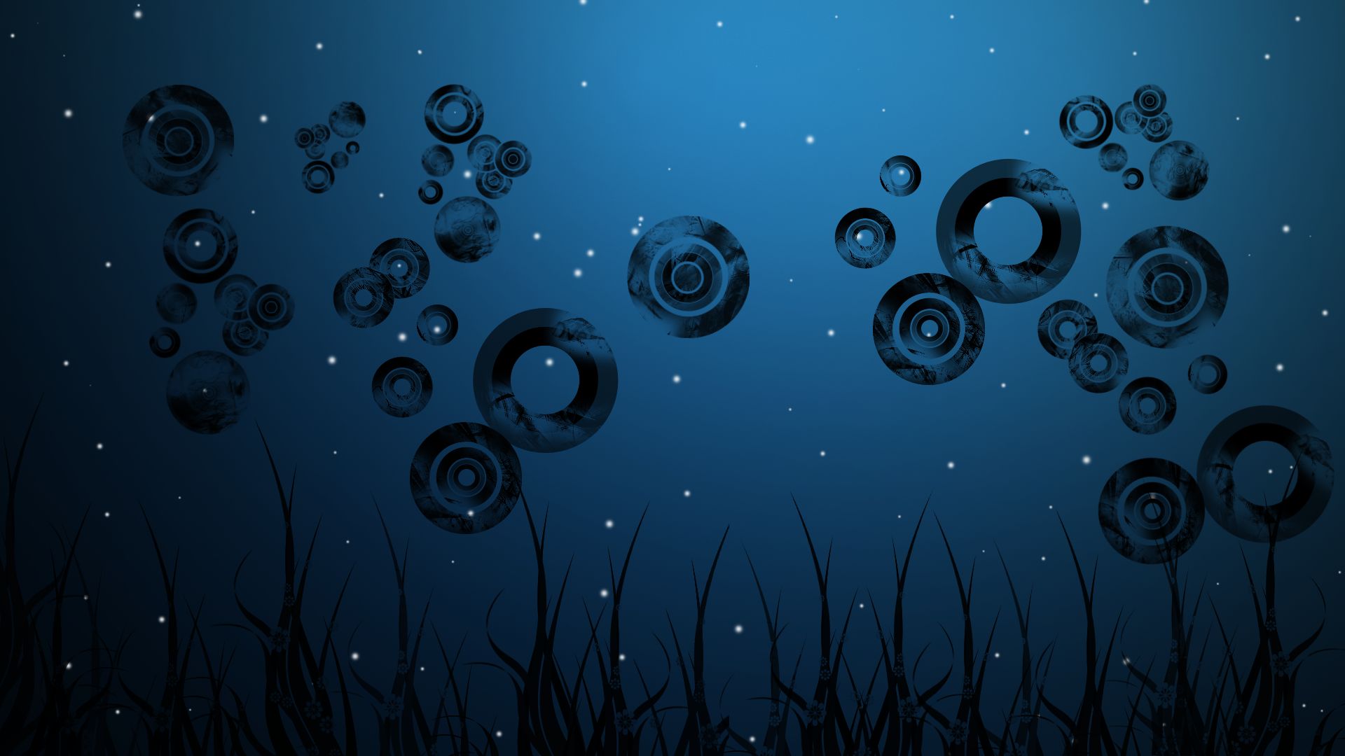 Скачать картинку Трава, Пузыри, Синий, Абстрактные в телефон бесплатно.