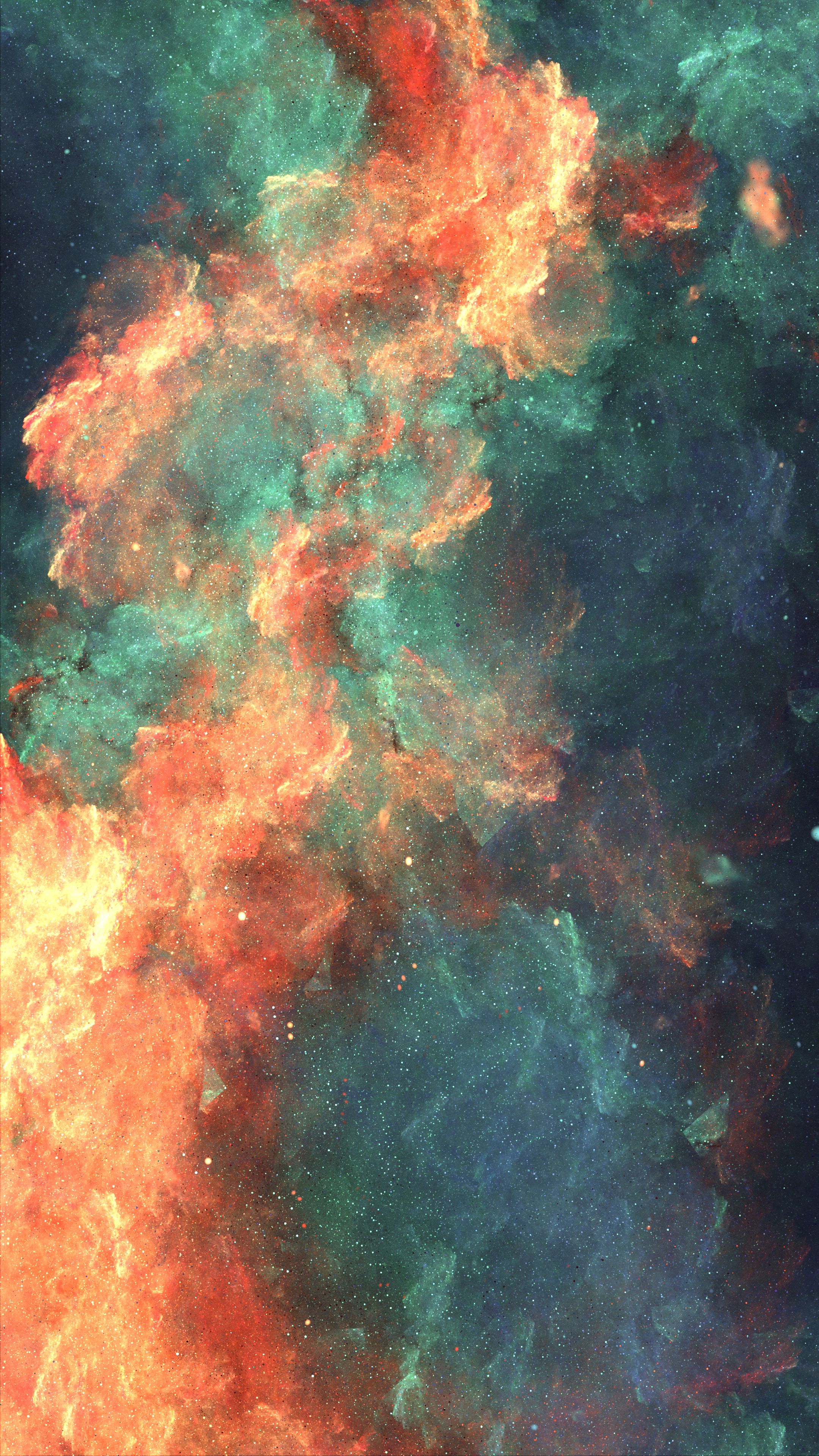 flaming, sparks, abstract, multicolored, motley, nebula, cloud, fiery