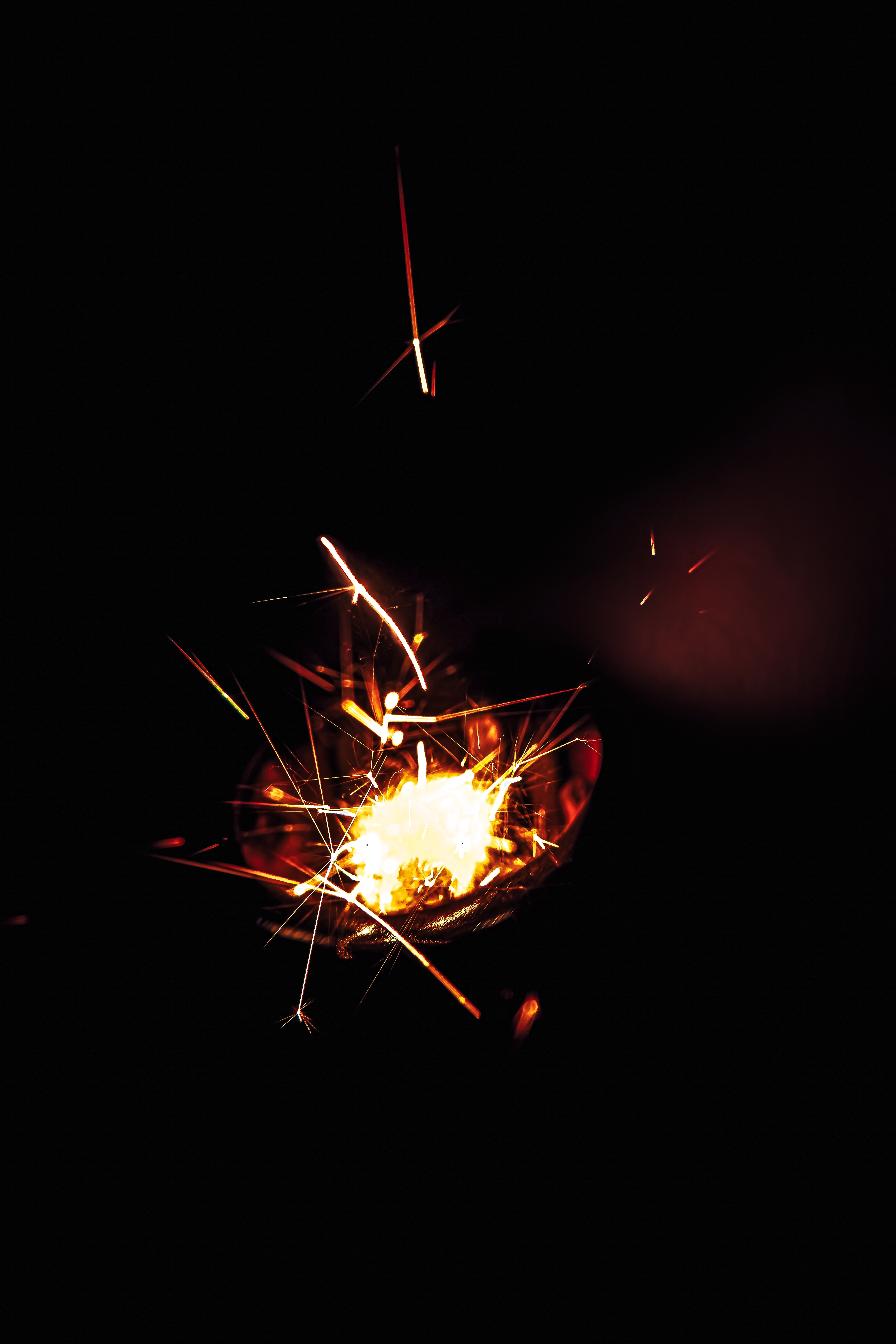 Download mobile wallpaper Sparks, Glow, Fire, Dark for free.