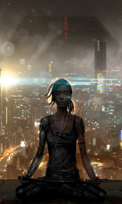 Download mobile wallpaper City, Cityscape, Sci Fi, Cyborg, Women Warrior for free.