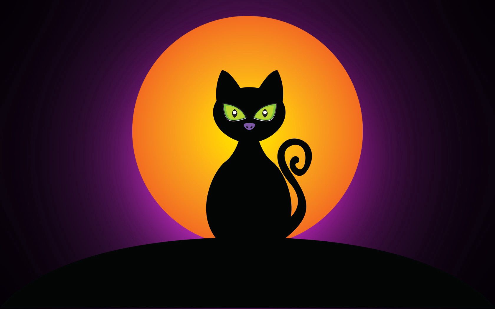 144112 скачать картинку хэллоуин, вектор, луна, силуэт, кошка, чёрная - обои и заставки бесплатно