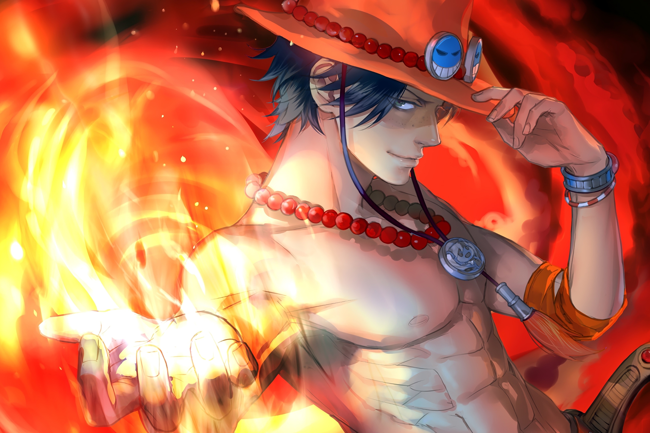Free download wallpaper Anime, Fire, Hat, Black Hair, Portgas D Ace, One Piece on your PC desktop