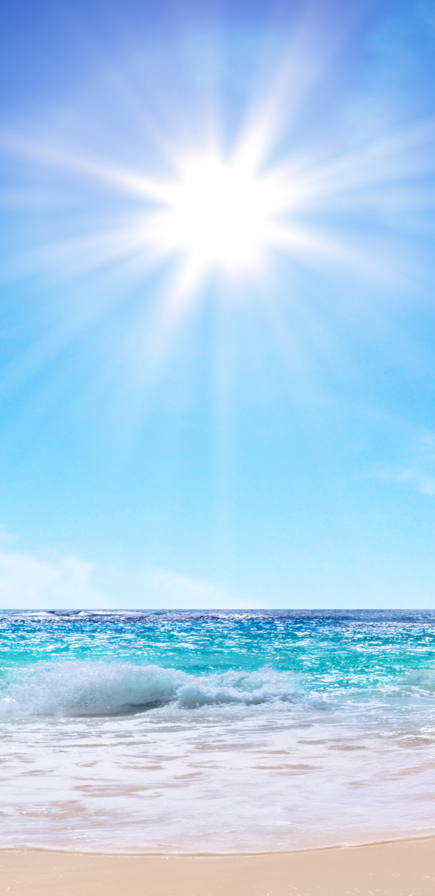 Download mobile wallpaper Sun, Beach, Sand, Summer, Horizon, Ocean, Artistic for free.
