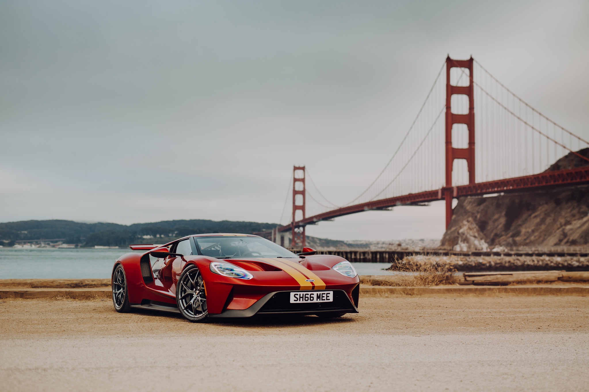 Download mobile wallpaper Ford, Car, Bridge, Golden Gate, Supercar, Ford Gt, Vehicles for free.