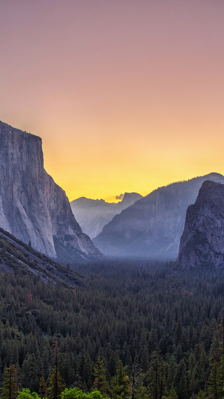 Handy-Wallpaper Landschaft, Natur, Berg, Wald, Cliff, Klippe, Gebirge, Nationalpark, Yosemite Nationalpark, Erde/natur kostenlos herunterladen.