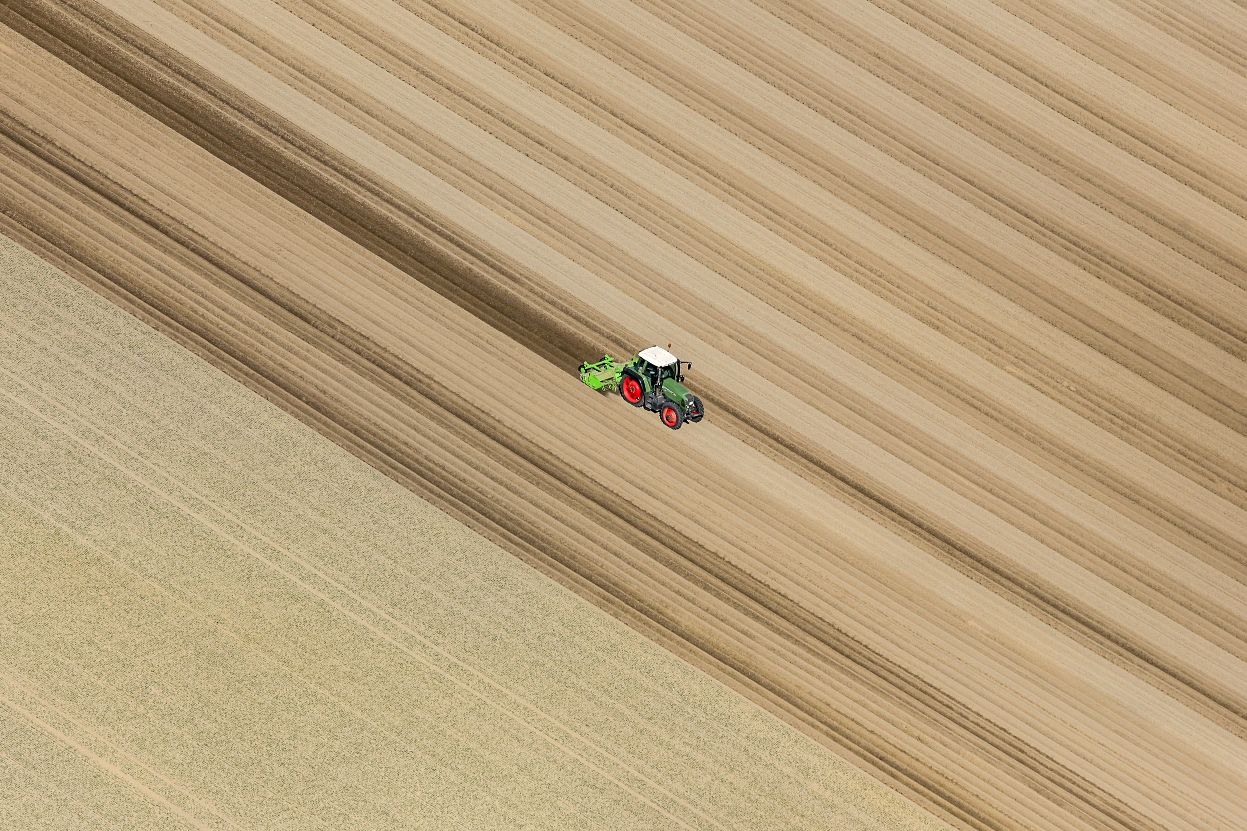 Free download wallpaper Field, Tractor, Aerial, Vehicles on your PC desktop