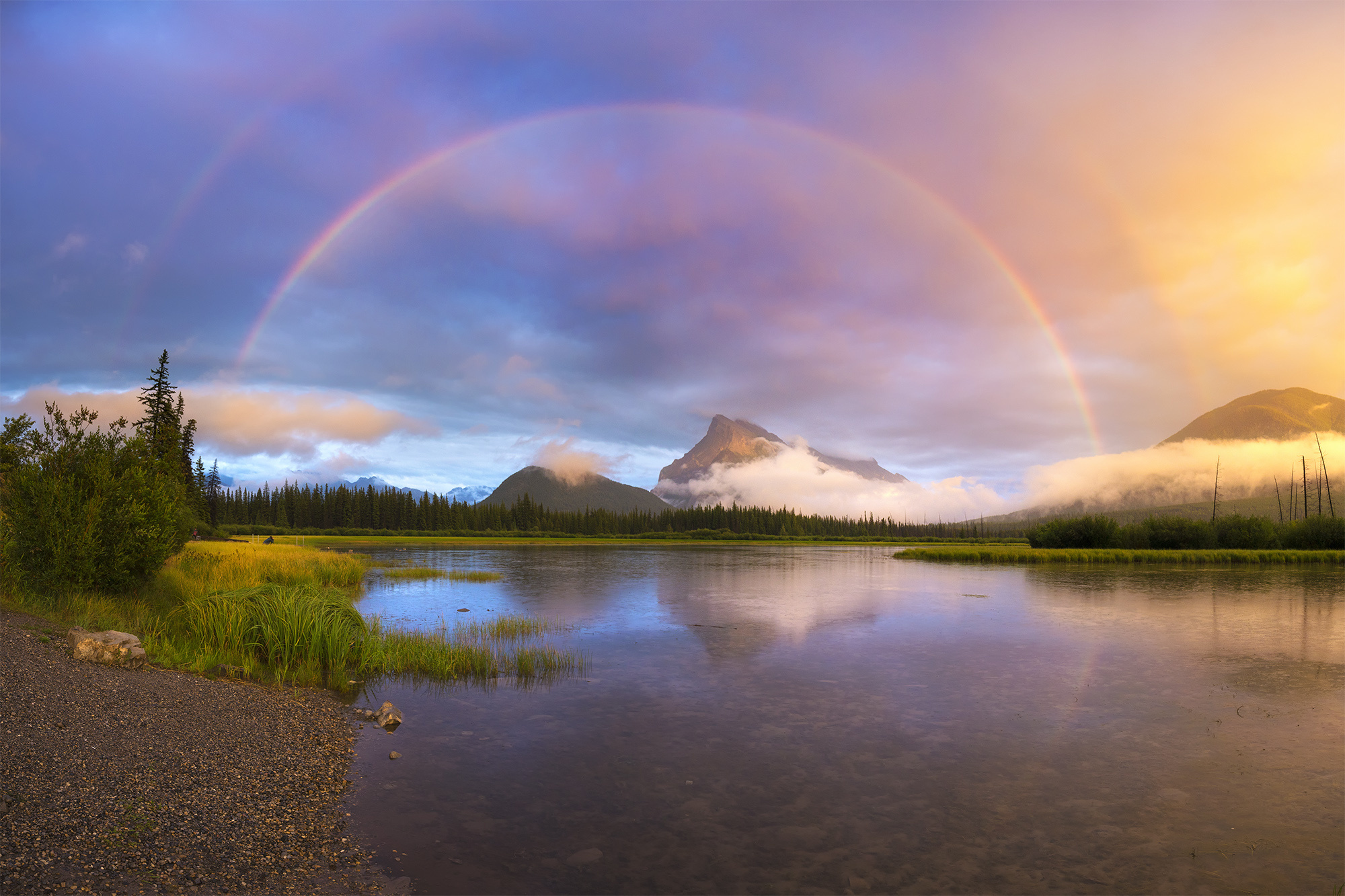 Download mobile wallpaper Rainbow, Lake, Earth for free.