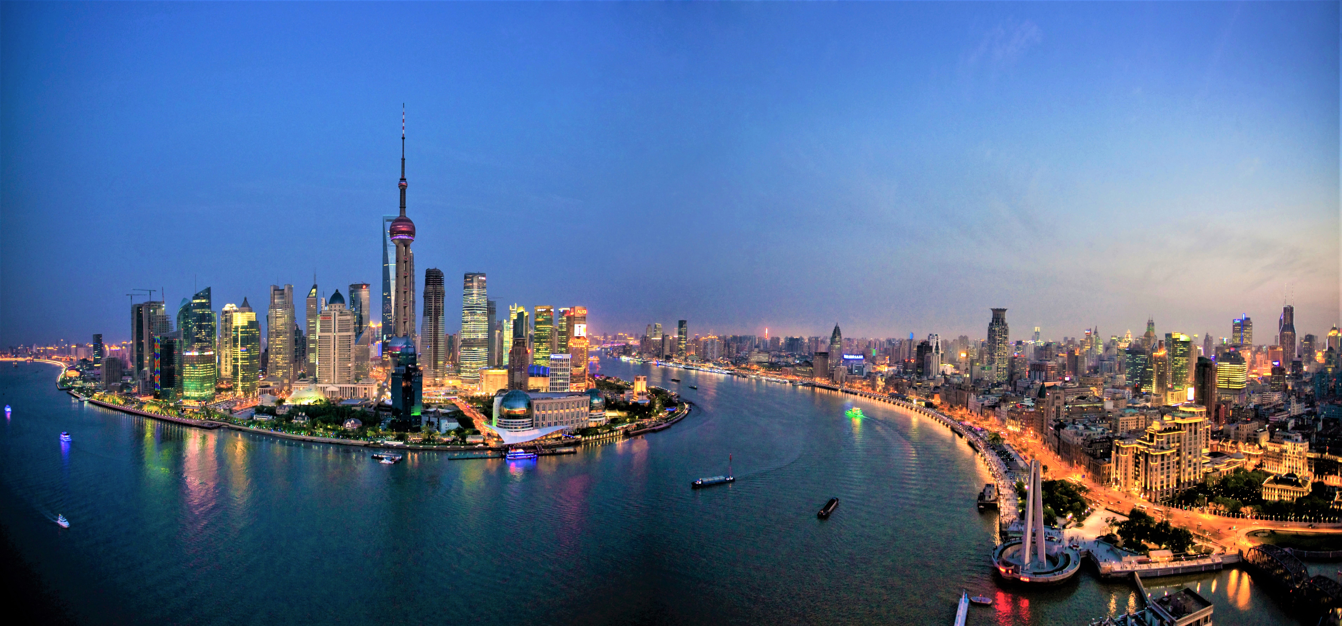 Laden Sie das Städte, Architektur, Licht, Dämmerung, Stadtbild, China, Menschengemacht, Großstadt, Schanghai-Bild kostenlos auf Ihren PC-Desktop herunter