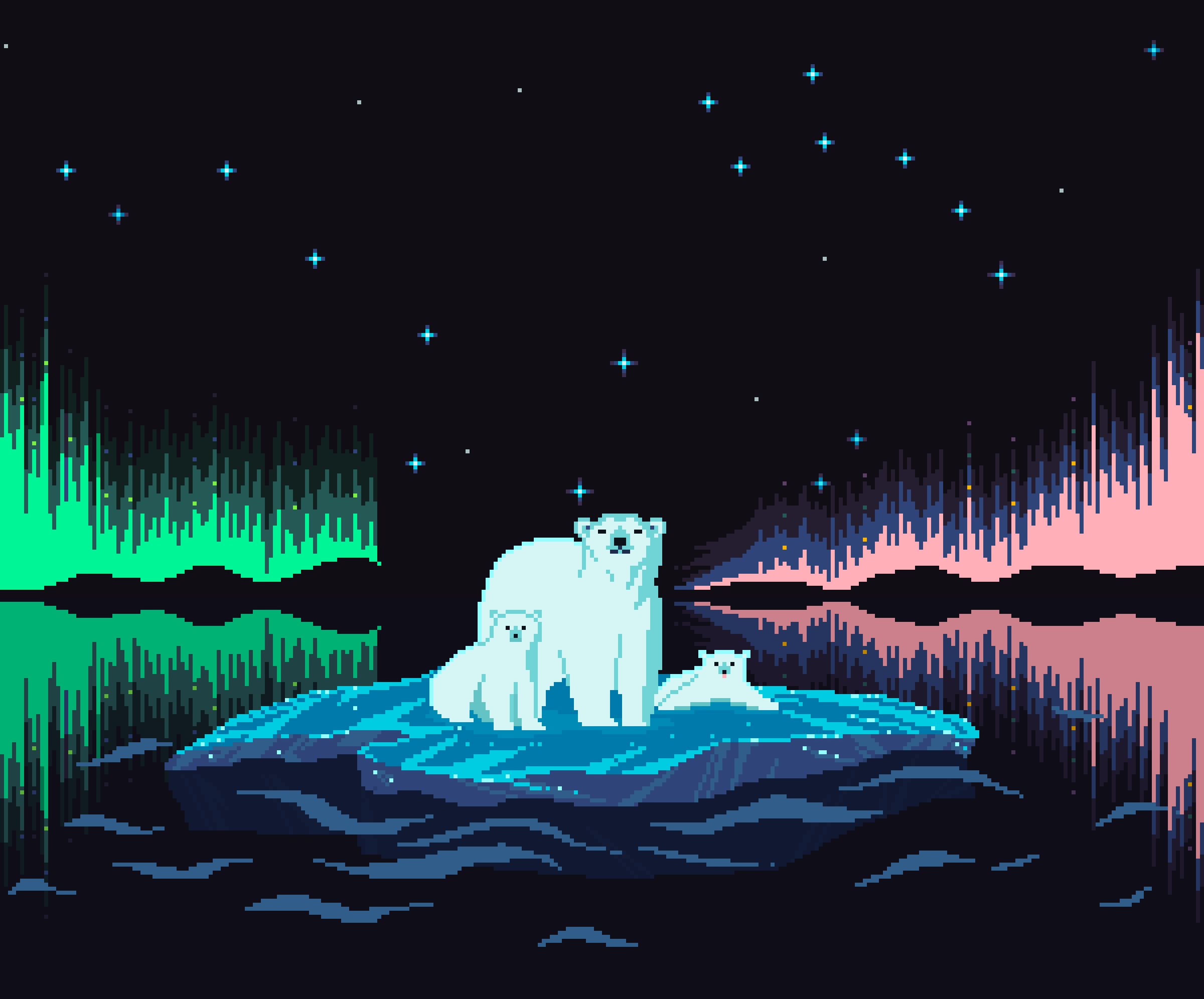 Download mobile wallpaper Artistic, Polar Bear, Pixel Art for free.