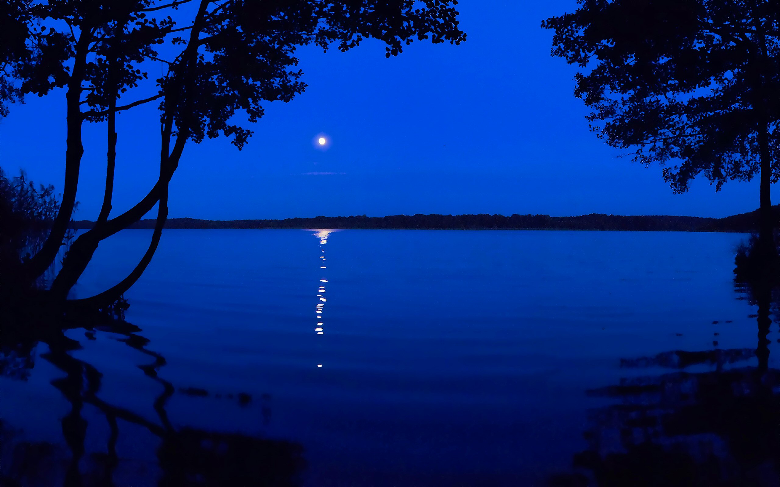water, blue, moon, reflection, lake, lakes, earth