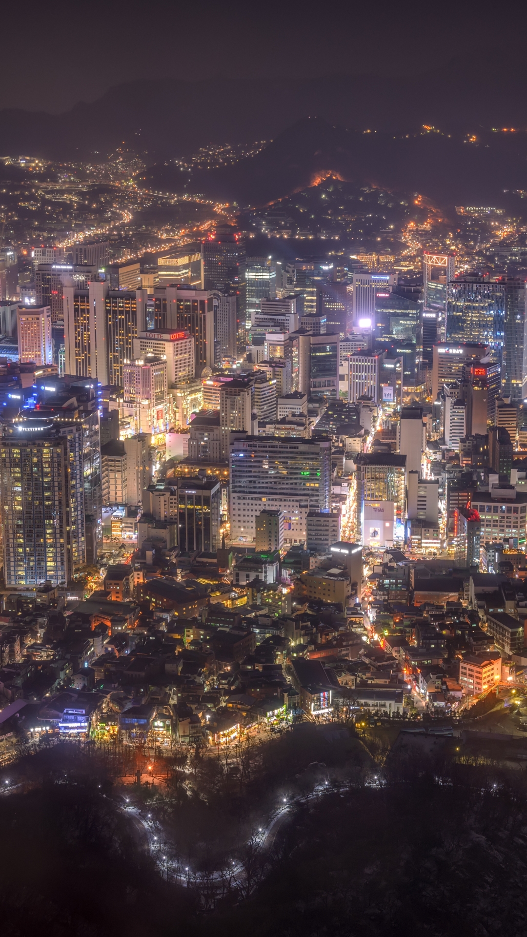 Скачать картинку Города, Ночь, Мегаполис, Городской Пейзаж, Сеул, Корея, Сделано Человеком в телефон бесплатно.