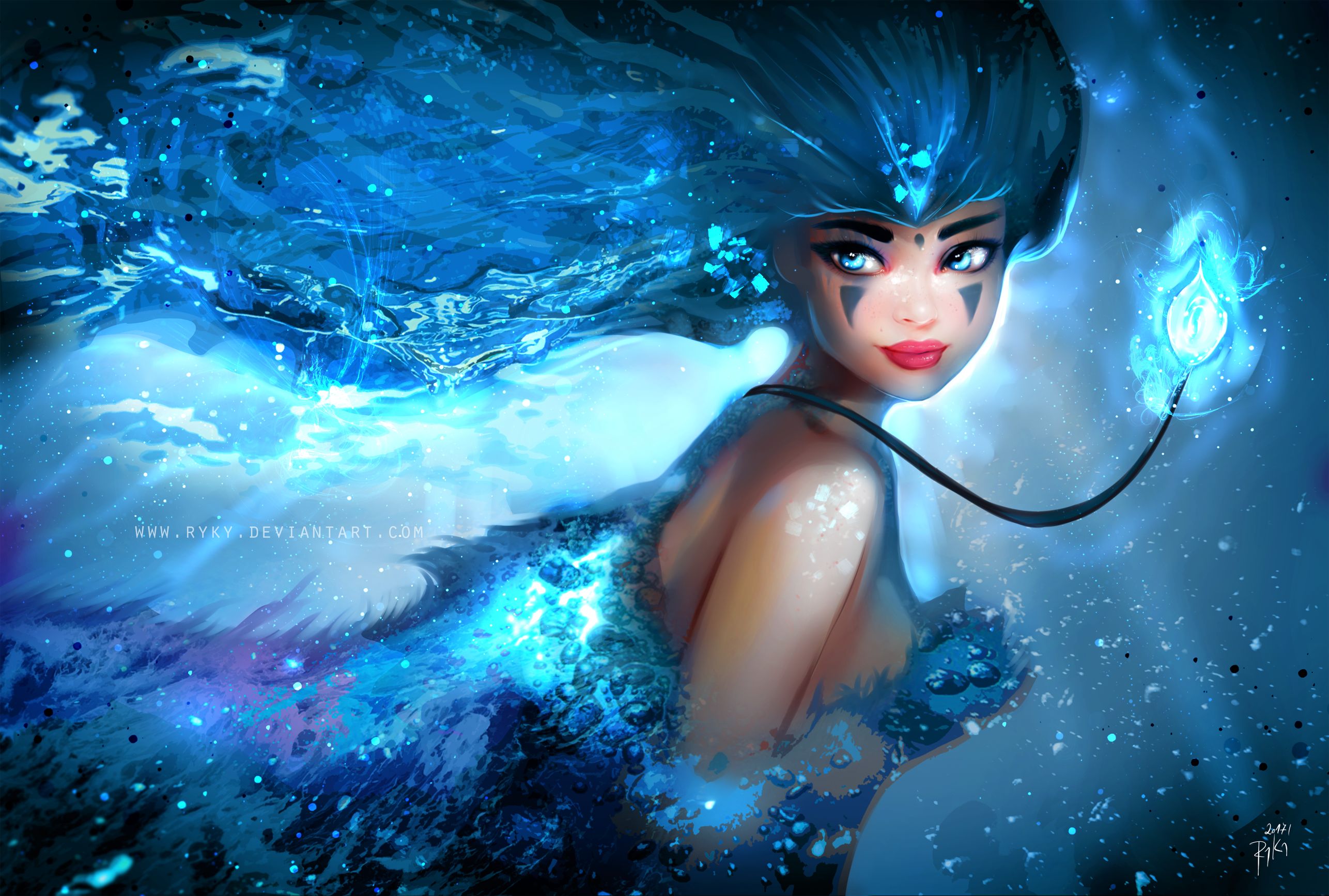 Free download wallpaper Fantasy, Women, Aqua Eyes on your PC desktop