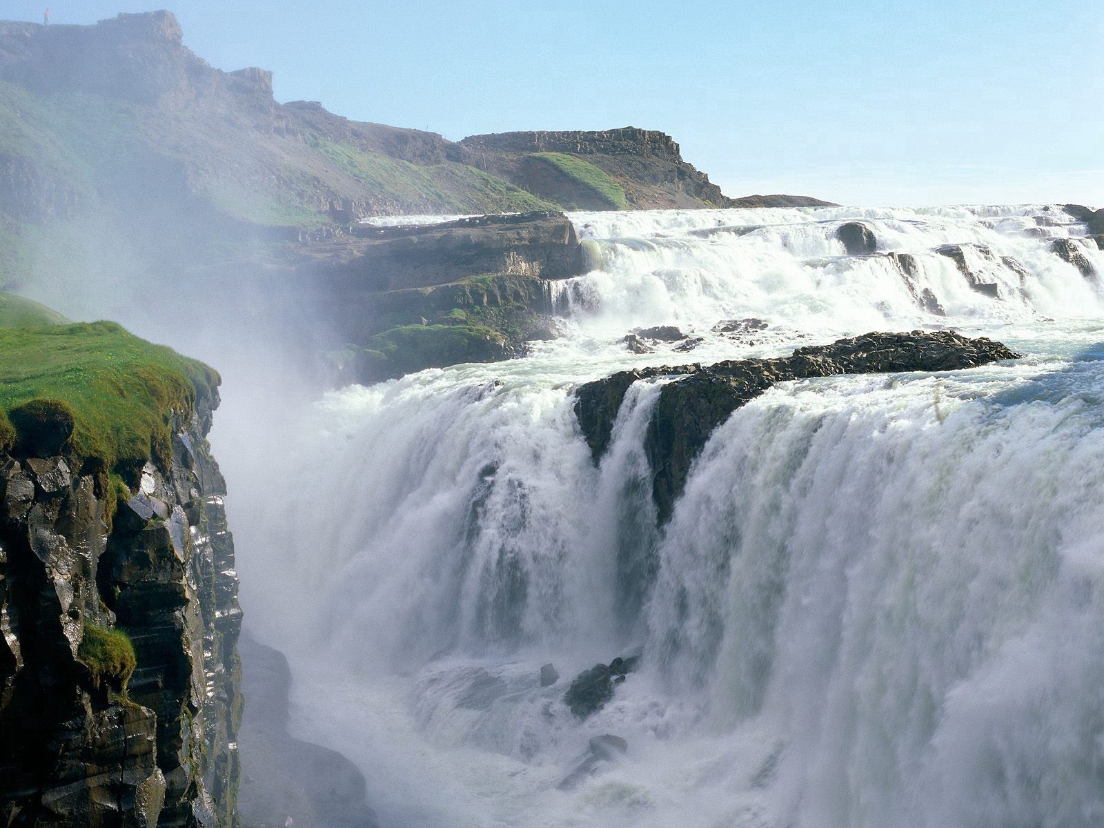 無料モバイル壁紙フロー, アイスランド, ゴールデンフォールズ, 川, 自然をダウンロードします。