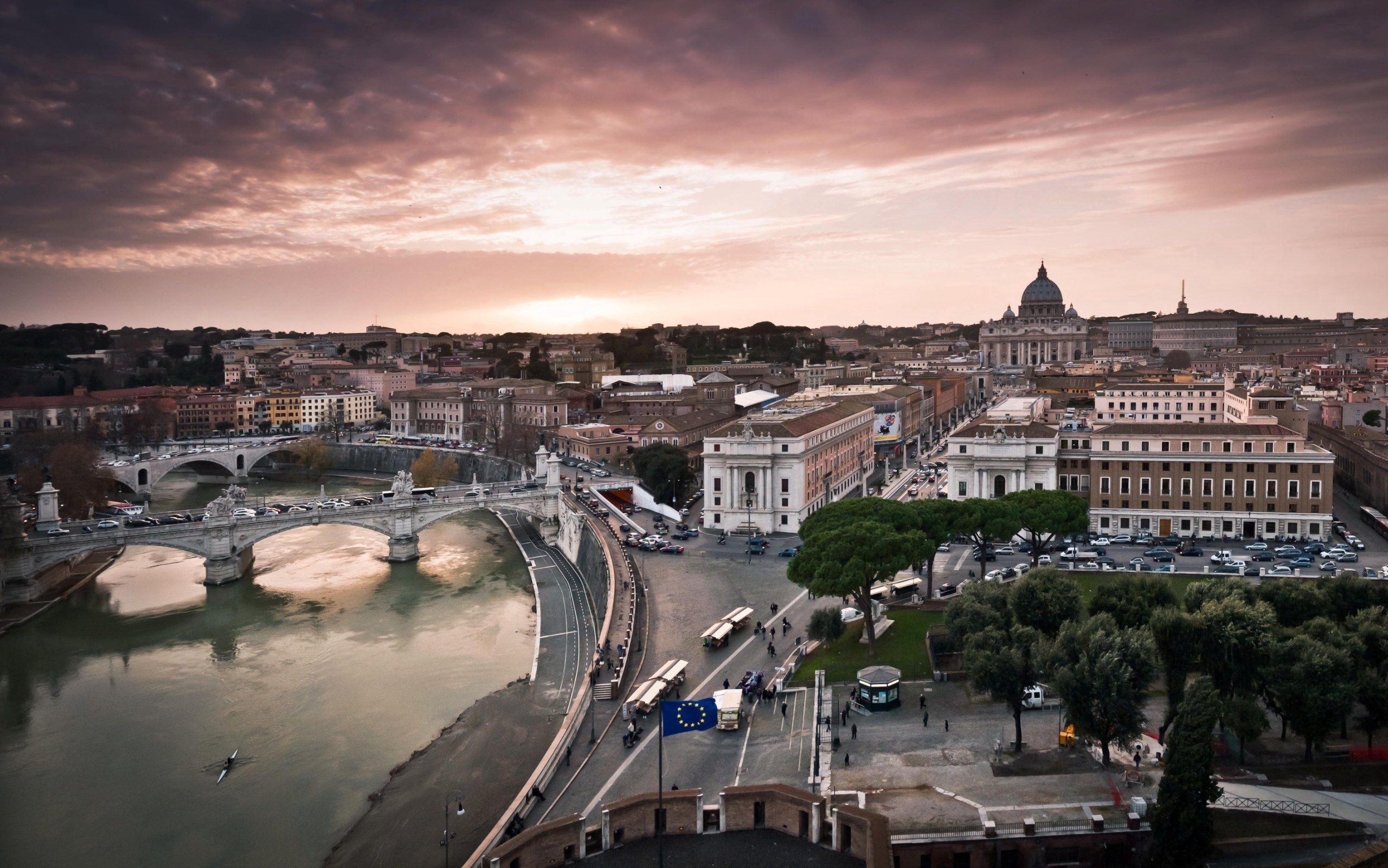 Free download wallpaper Building, Evening, Panorama, Rome, Cities, City, Architecture, Italy on your PC desktop