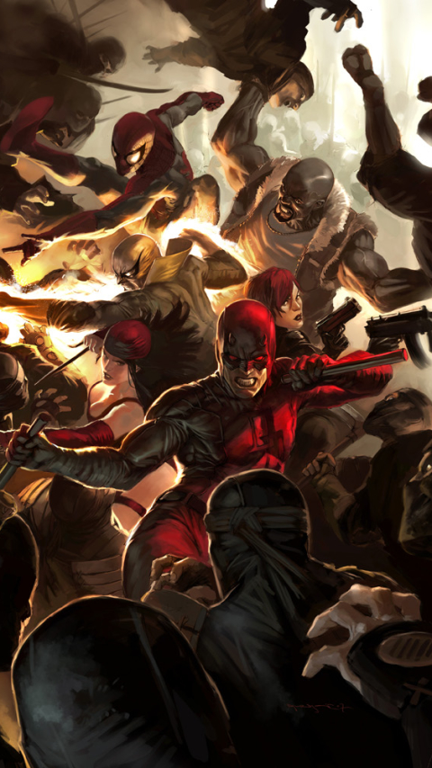 Baixar papel de parede para celular de Homem Aranha, História Em Quadrinhos, Elektra (Marvel Comics), Demolidor gratuito.