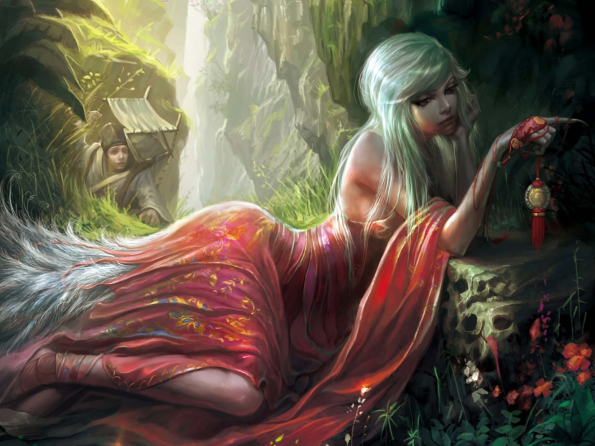 Free download wallpaper Fantasy, Women, White Hair on your PC desktop