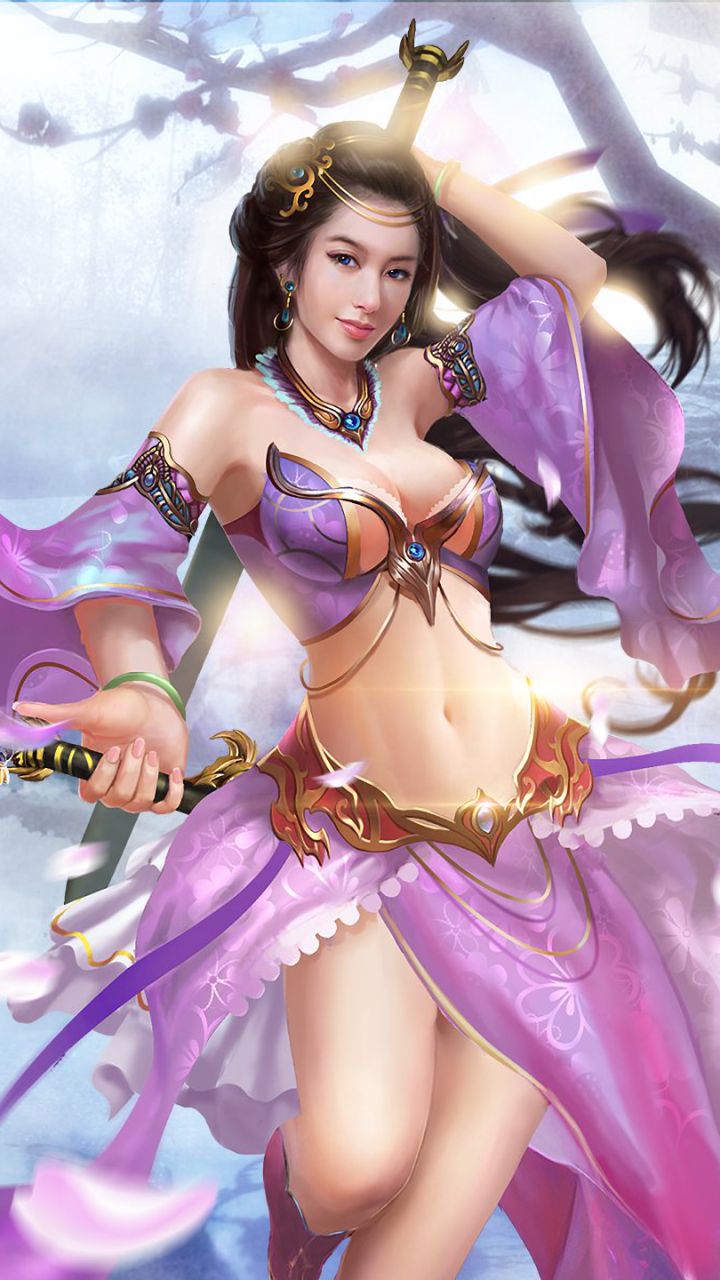 Download mobile wallpaper Fantasy, Oriental, Blue Eyes, Black Hair, Women Warrior, Woman Warrior for free.