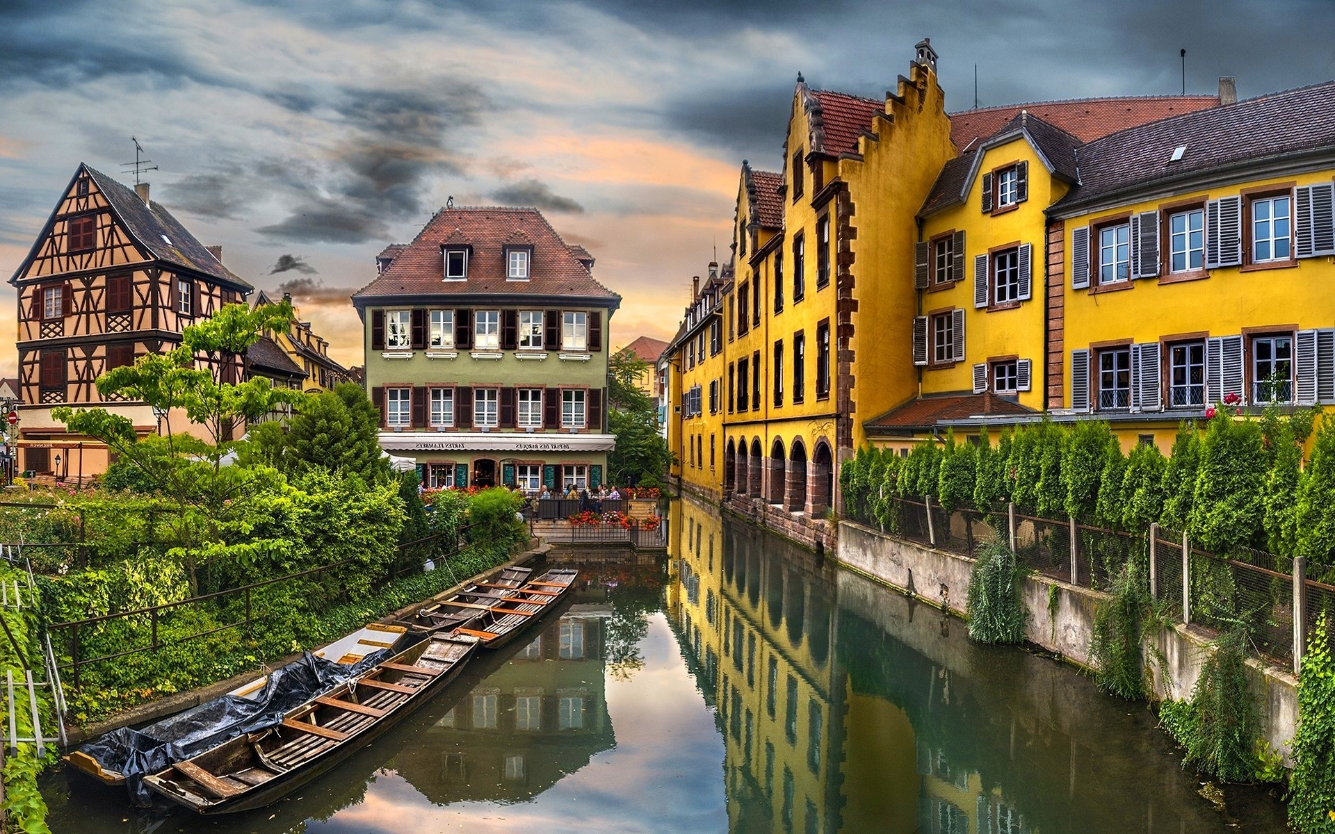 man made, colmar, building, canal, france, house, towns