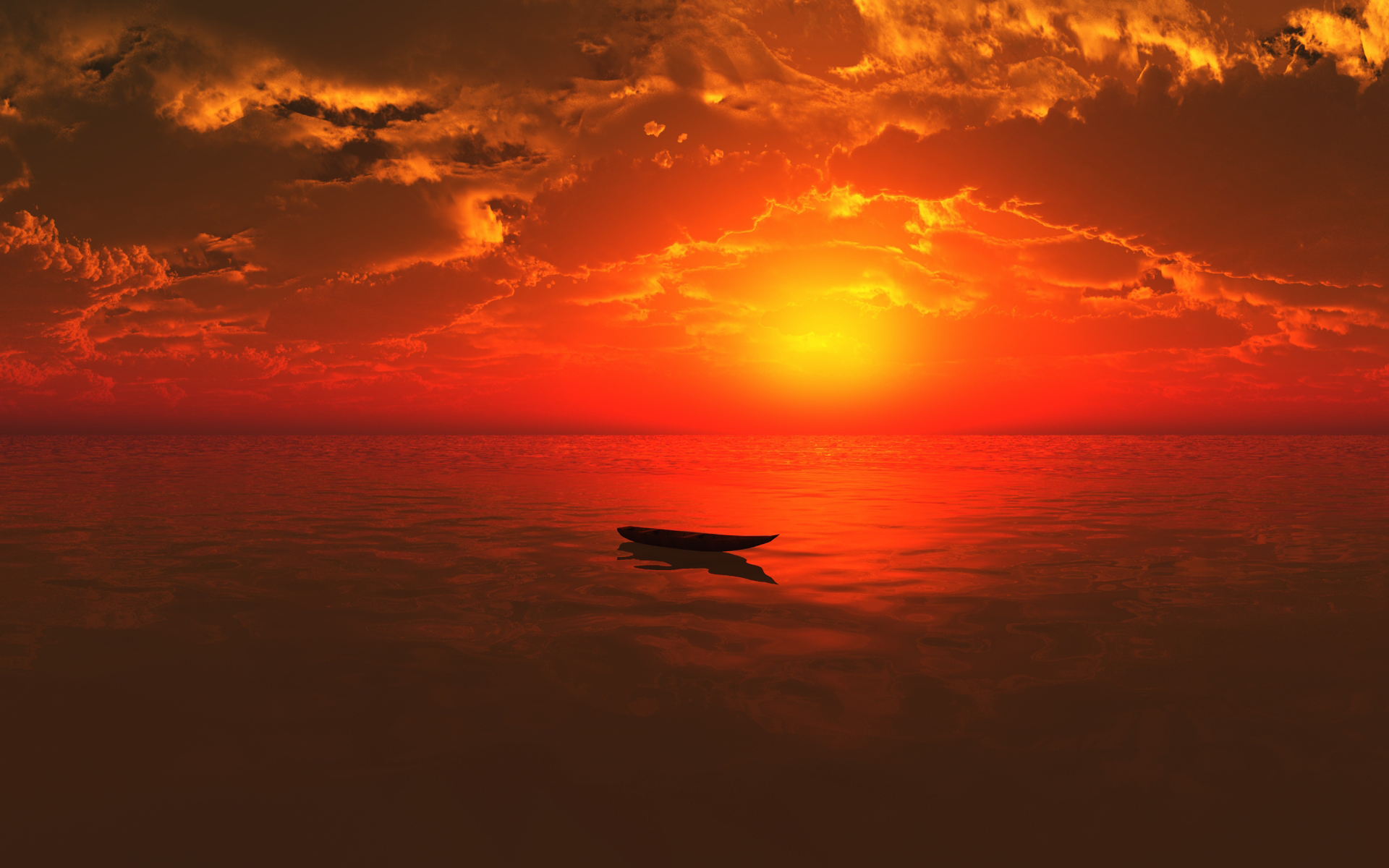Download mobile wallpaper Sunset, Sky, Sea, Sun, Ocean, Earth, Boat, Cloud, Orange (Color) for free.