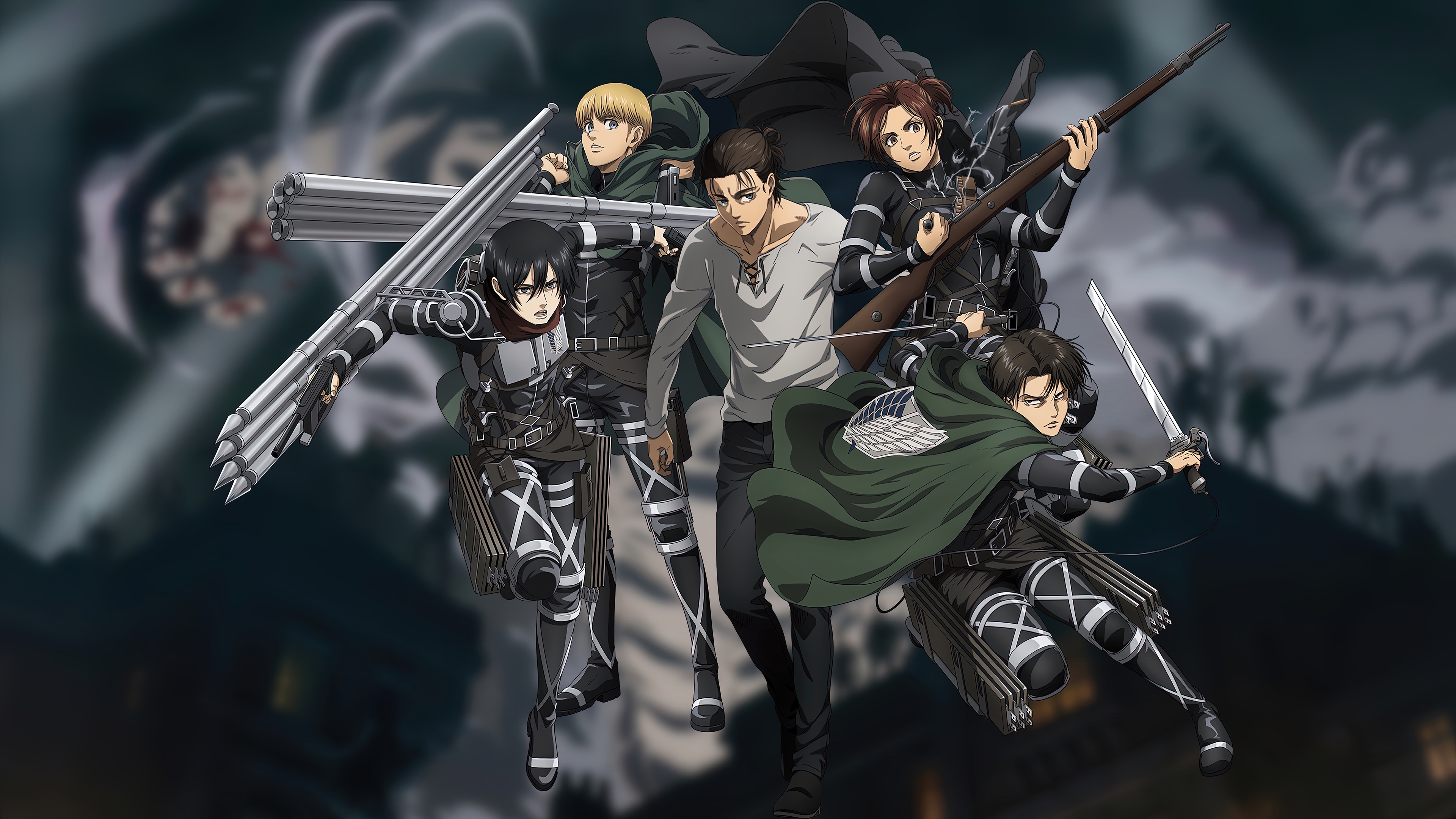 Baixe gratuitamente a imagem Anime, Armin Arlert, Eren Yeager, Mikasa Ackerman, Ataque Dos Titãs, Levi Ackerman na área de trabalho do seu PC