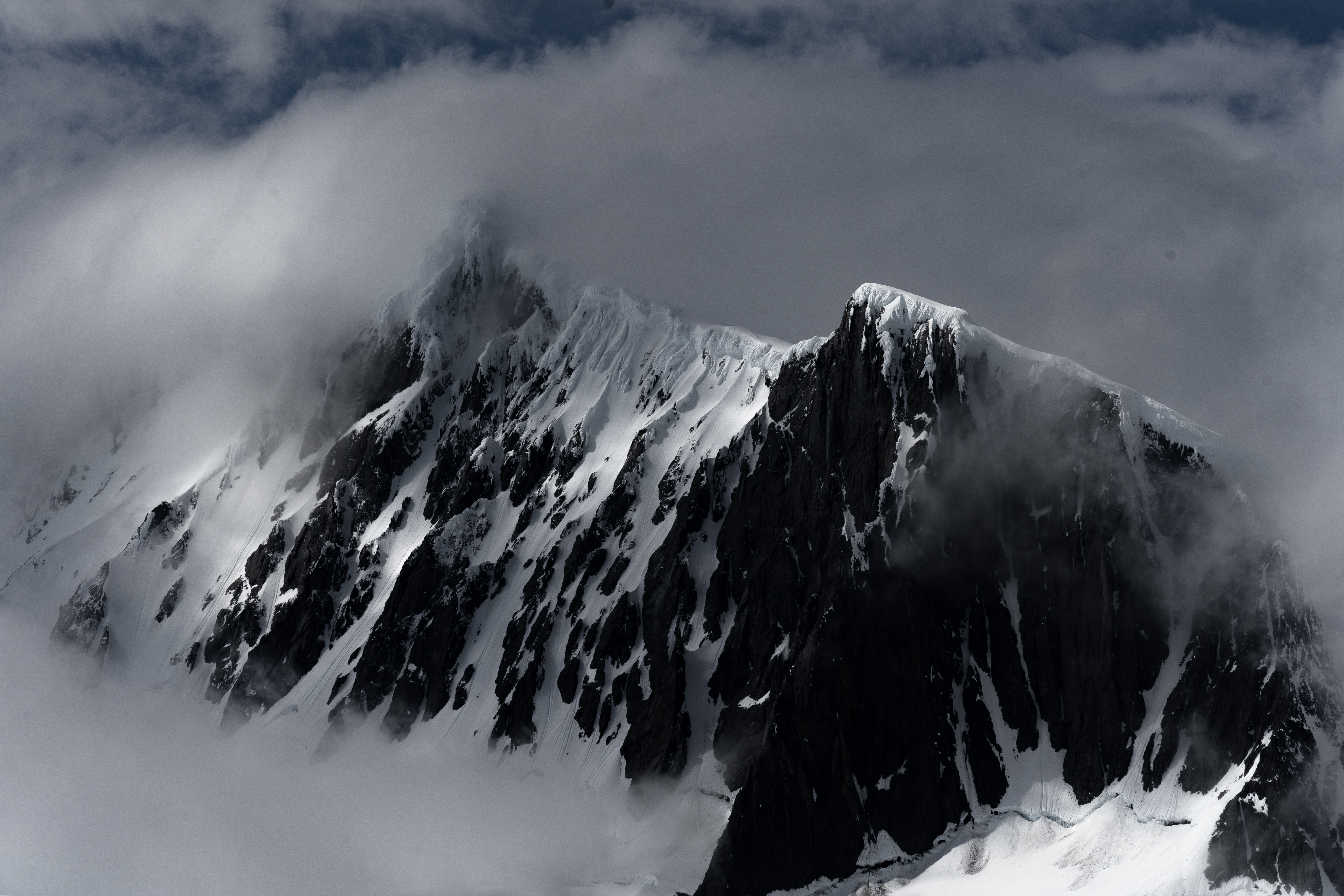 Download mobile wallpaper Top, Fog, Vertex, Snow, Mountain, Nature, Antarctica for free.