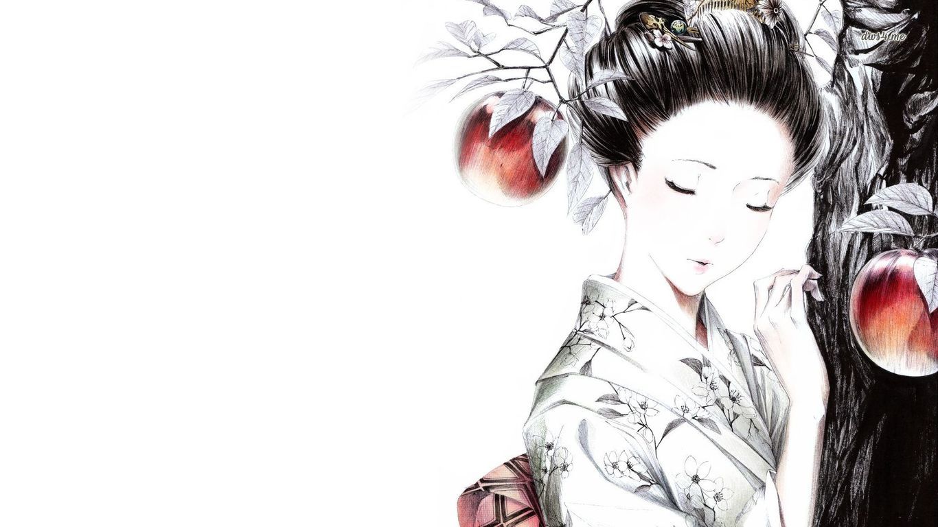 Handy-Wallpaper Geisha, Künstlerisch kostenlos herunterladen.