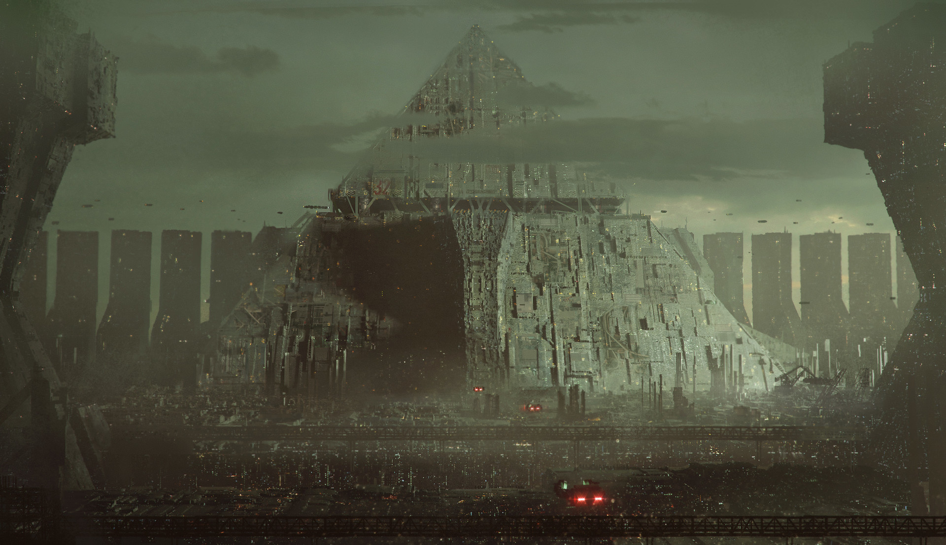 Скачать обои бесплатно Город, Пирамида, Научная Фантастика картинка на рабочий стол ПК
