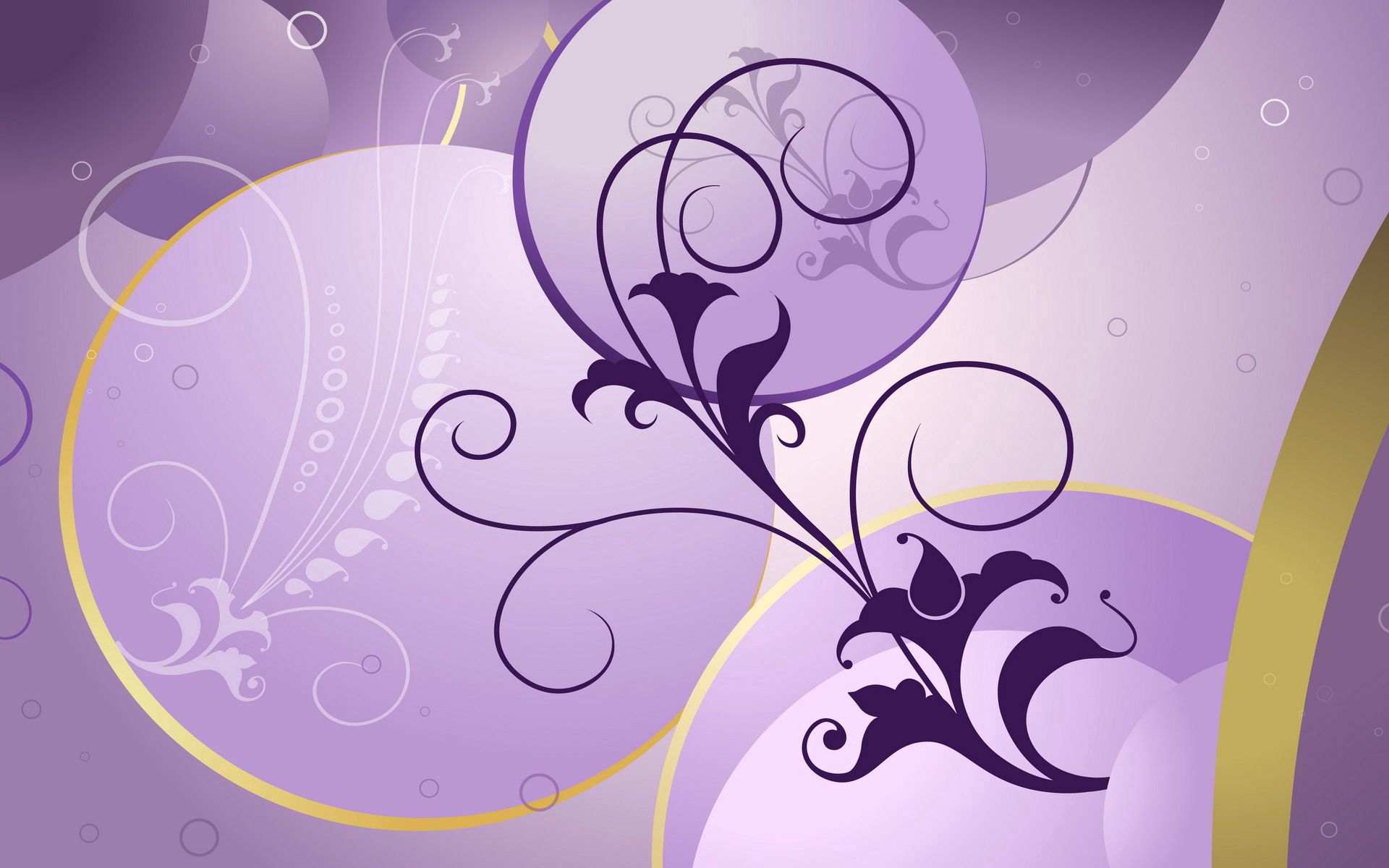 lilac, patterns, flowers, vector, bright, brown Full HD