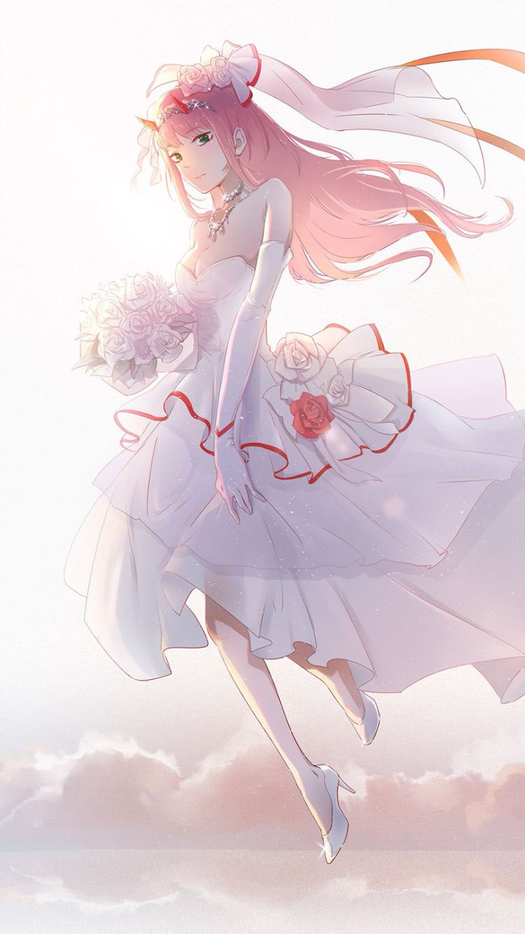 Handy-Wallpaper Hochzeitskleid, Animes, Darling In The Franxx, Zero Two (Liebling Im Franxx) kostenlos herunterladen.