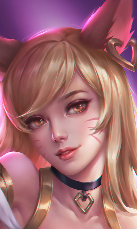 Download mobile wallpaper League Of Legends, Blonde, Video Game, Animal Ears, Orange Eyes, Ahri (League Of Legends) for free.