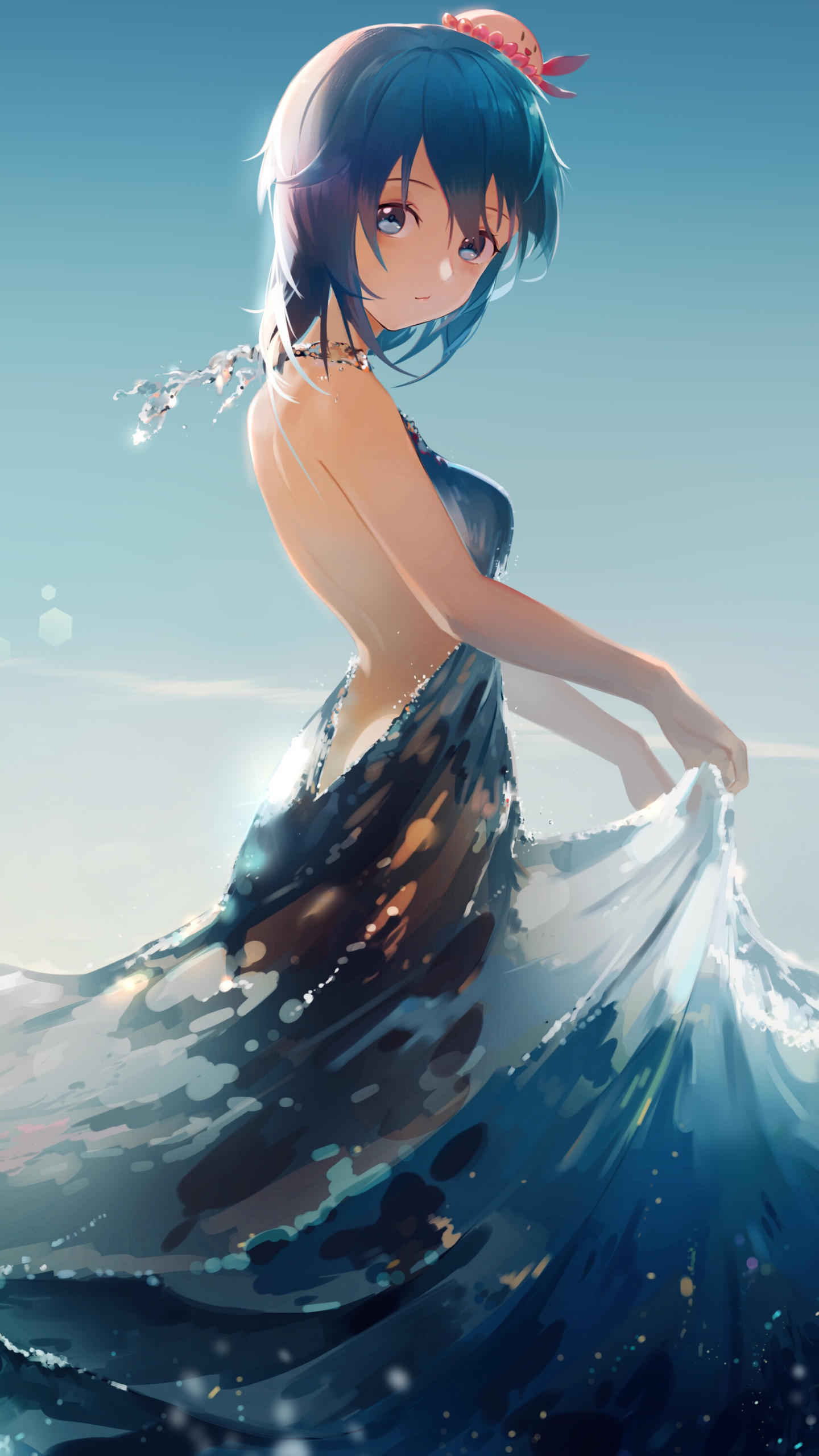 Download mobile wallpaper Anime, Water, Dress, Original for free.