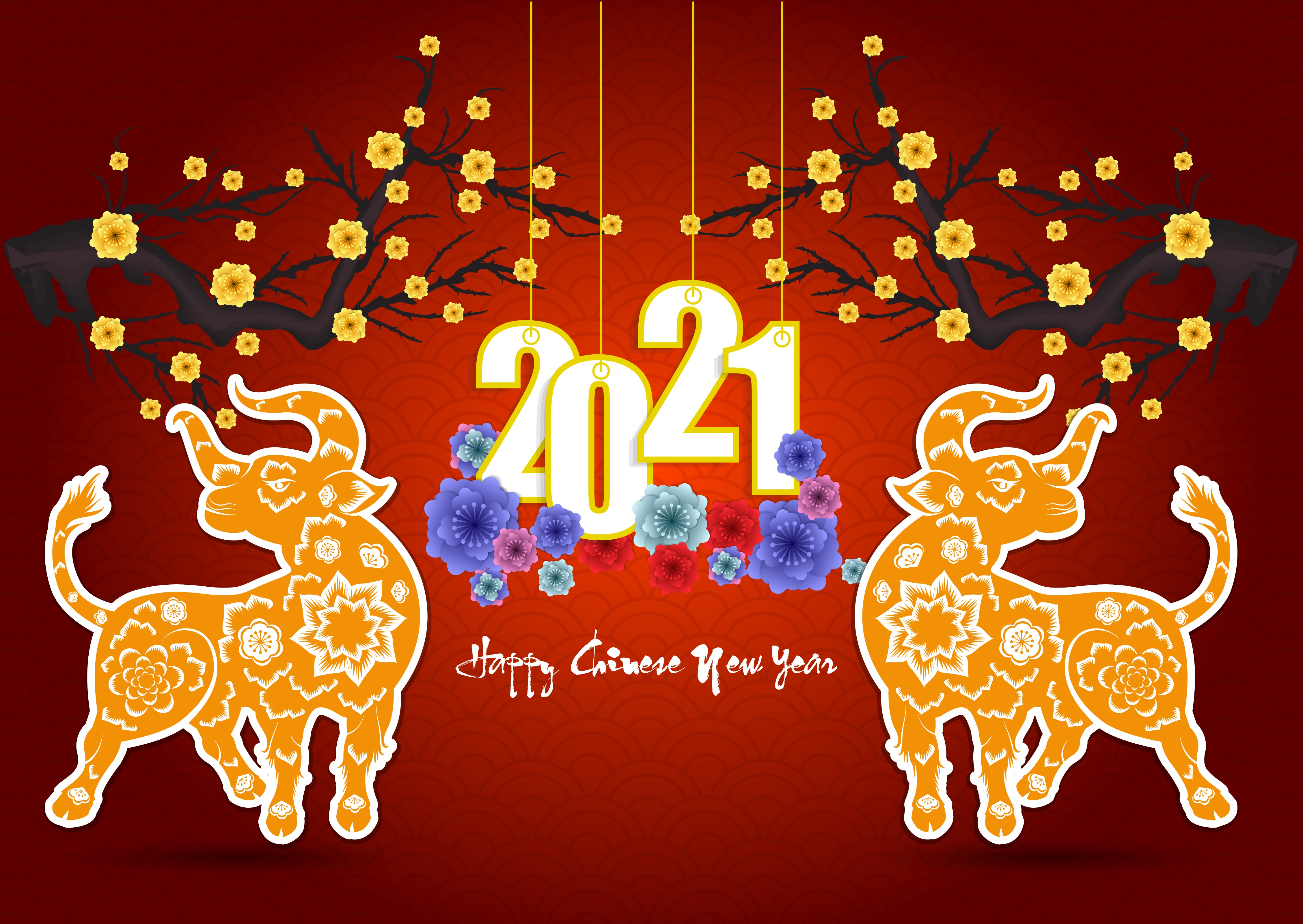 1008627 Bild herunterladen feiertage, chinesisches neujahrsfest, neujahr 2021 - Hintergrundbilder und Bildschirmschoner kostenlos