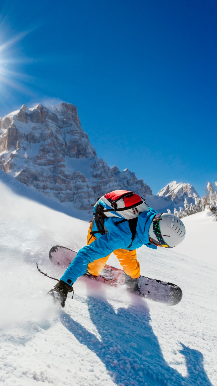 Download mobile wallpaper Sports, Winter, Snow, Snowboarding, Mountain for free.