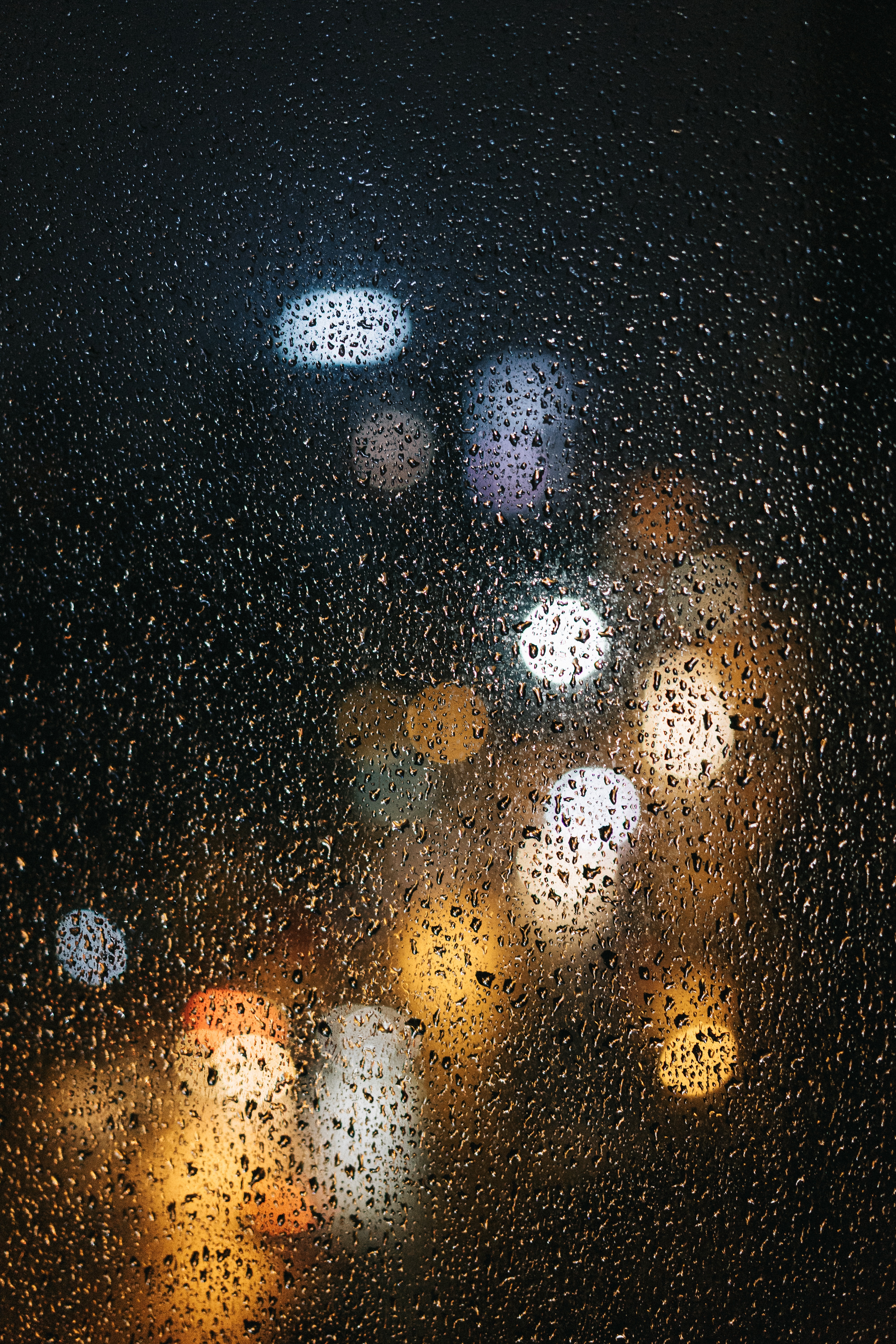 rain, drops, lights, macro, wet, surface, glass, bokeh, boquet desktop HD wallpaper
