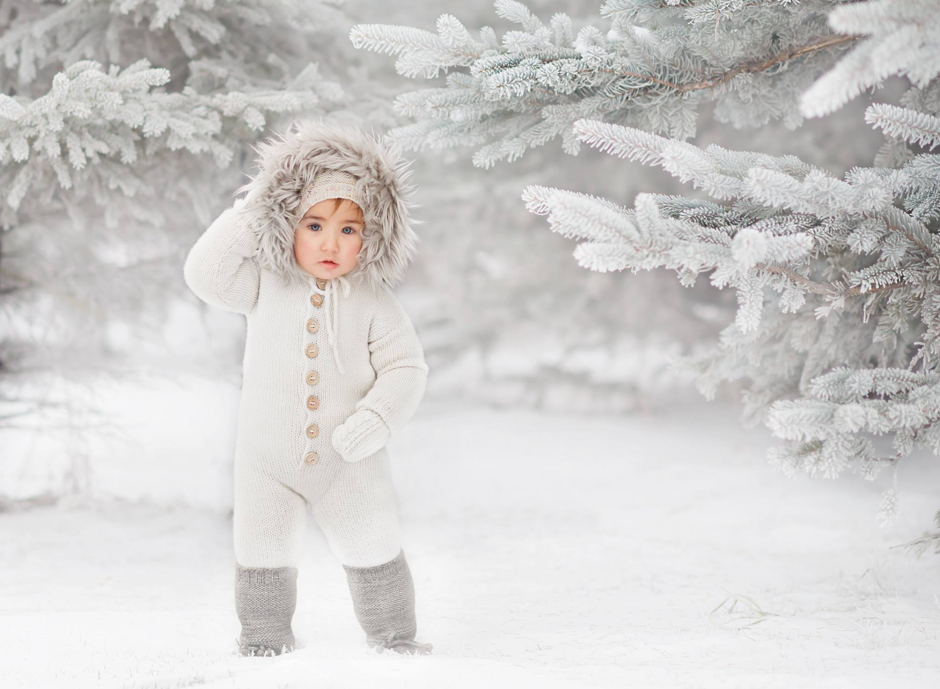 Download mobile wallpaper Winter, Snow, Child, Cute, Photography for free.