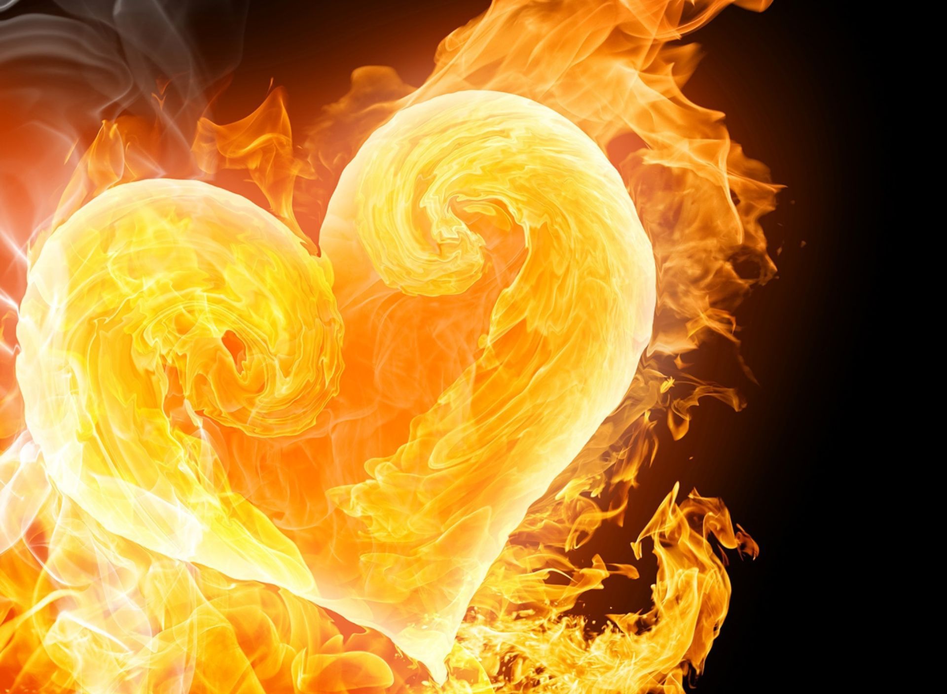 Скачать обои бесплатно Огонь, Пламя, Сердце, Художественные картинка на рабочий стол ПК