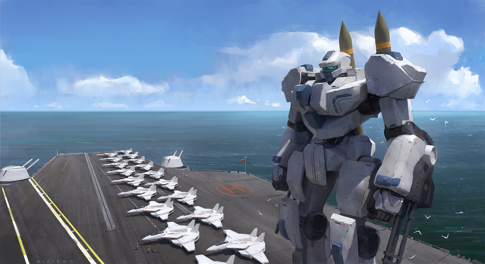 Download mobile wallpaper Robot, Sci Fi, Aircraft Carrier for free.