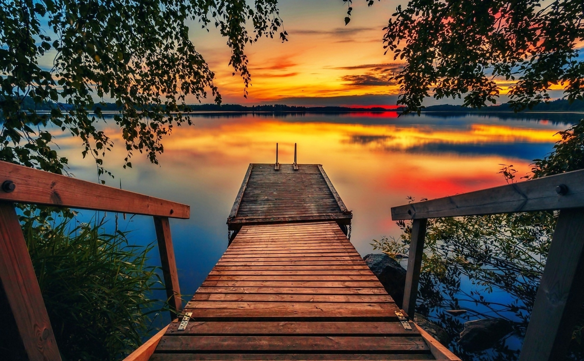 Free download wallpaper Sunset, Lakes, Lake, Tree, Earth, Photography, Dock on your PC desktop